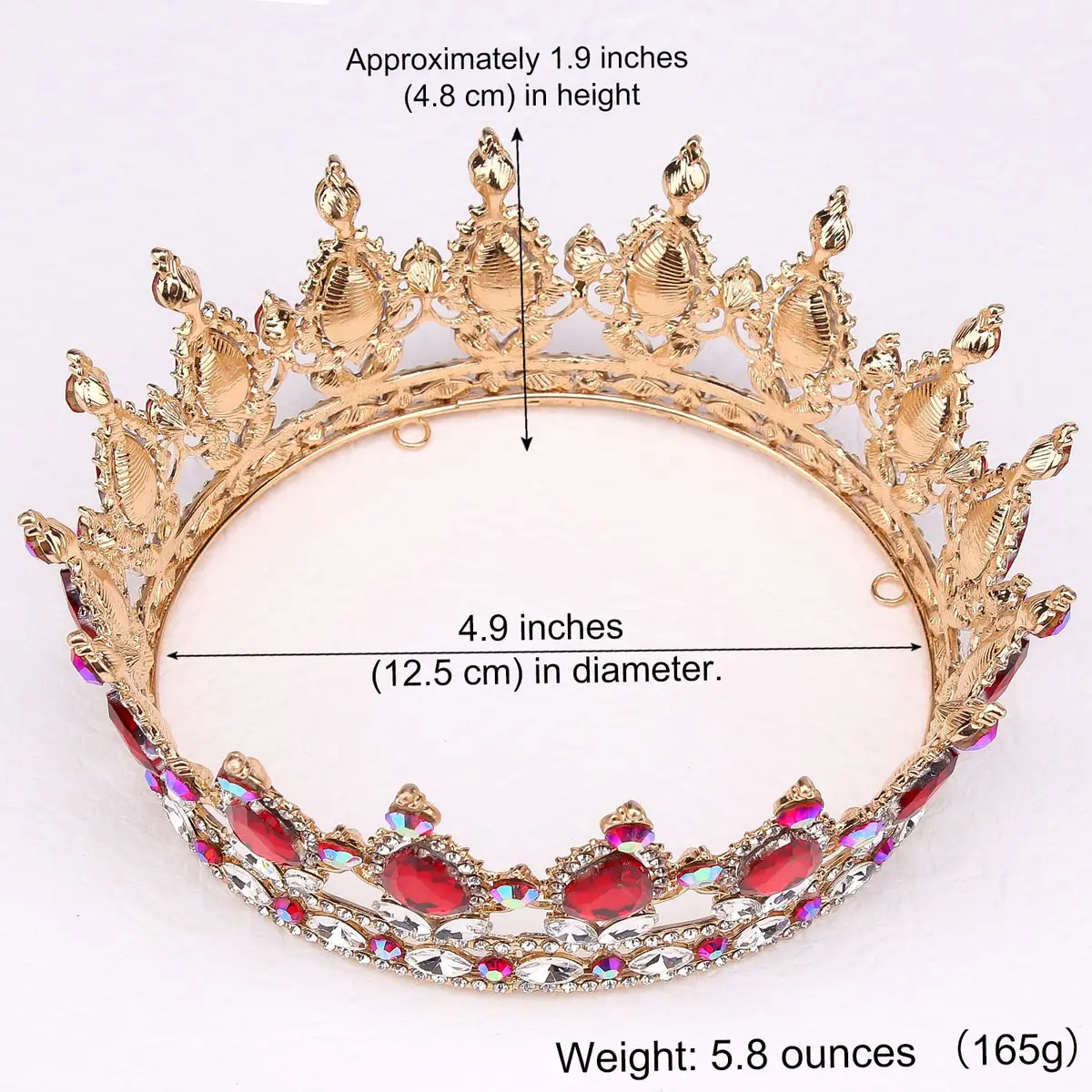 COCIDE Gold Crown for Women Red Crystal Wedding Tiara and Crowns | Elegant Queen Crown for Special Occasions - view 5