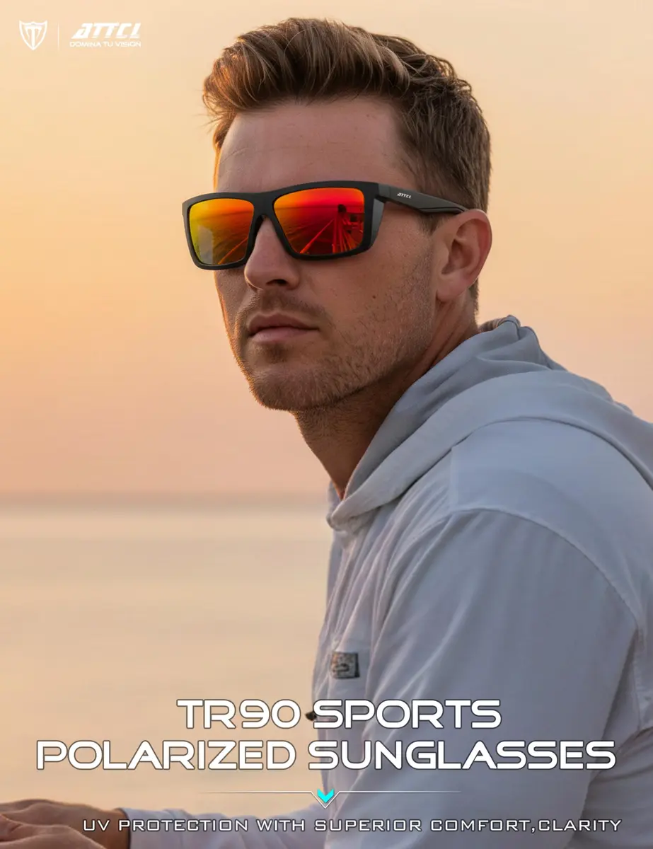 ATTCL Polarized Fishing Sunglasses Men Anti Glare TR90 Wrap Around UV400 | Lightweight, Impact-Resistant - view 3