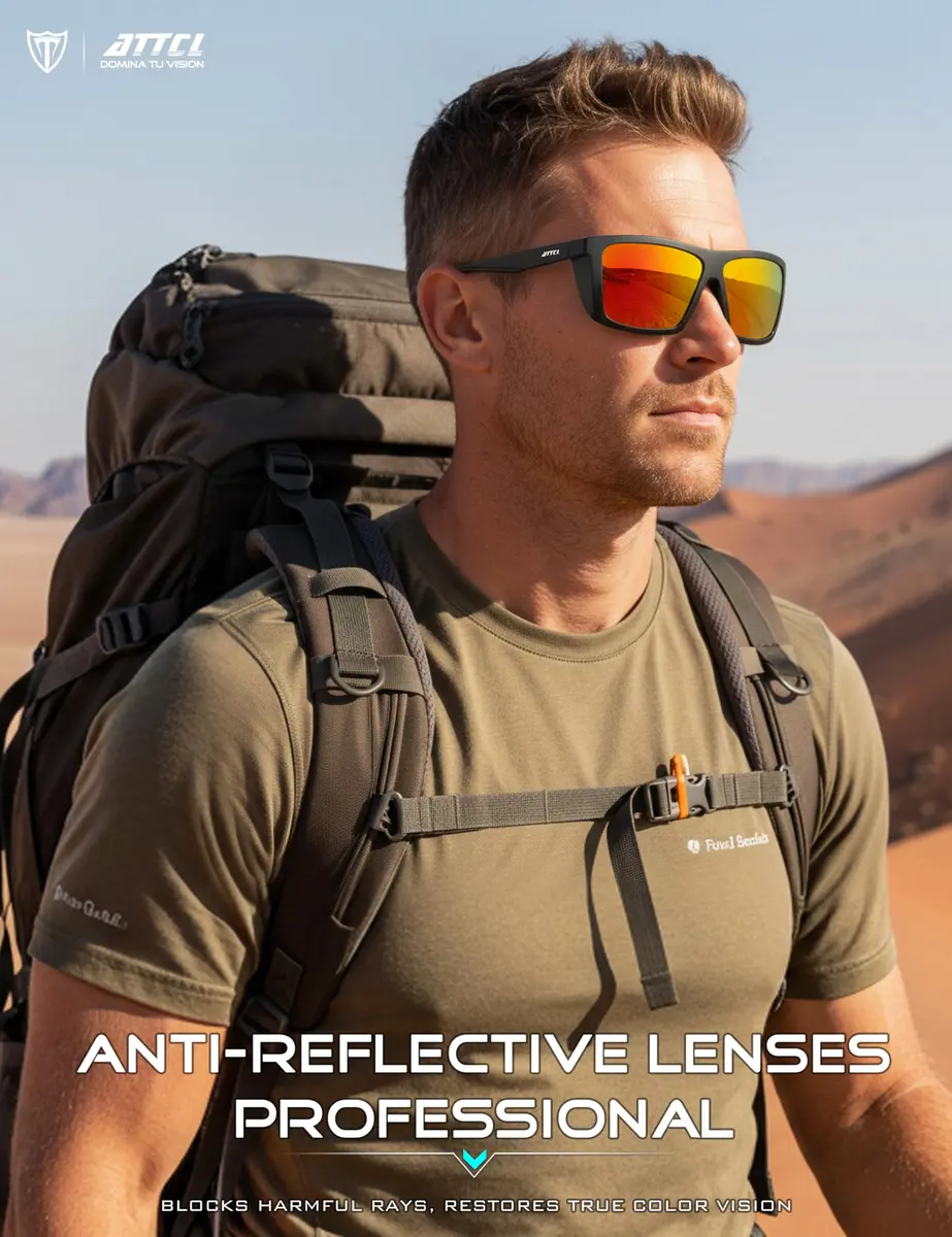 ATTCL Polarized Fishing Sunglasses Men Anti Glare TR90 Wrap Around UV400 | Lightweight, Impact-Resistant - view 4