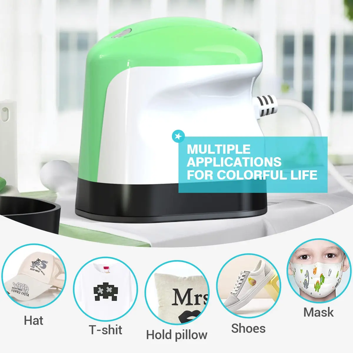 YLSCI Mini Heat Press Machine for Crafts, T Shirts, Shoes, Hats, and Small Vinyl Projects (Green) | Compact Heat Transfer Tool - view 7