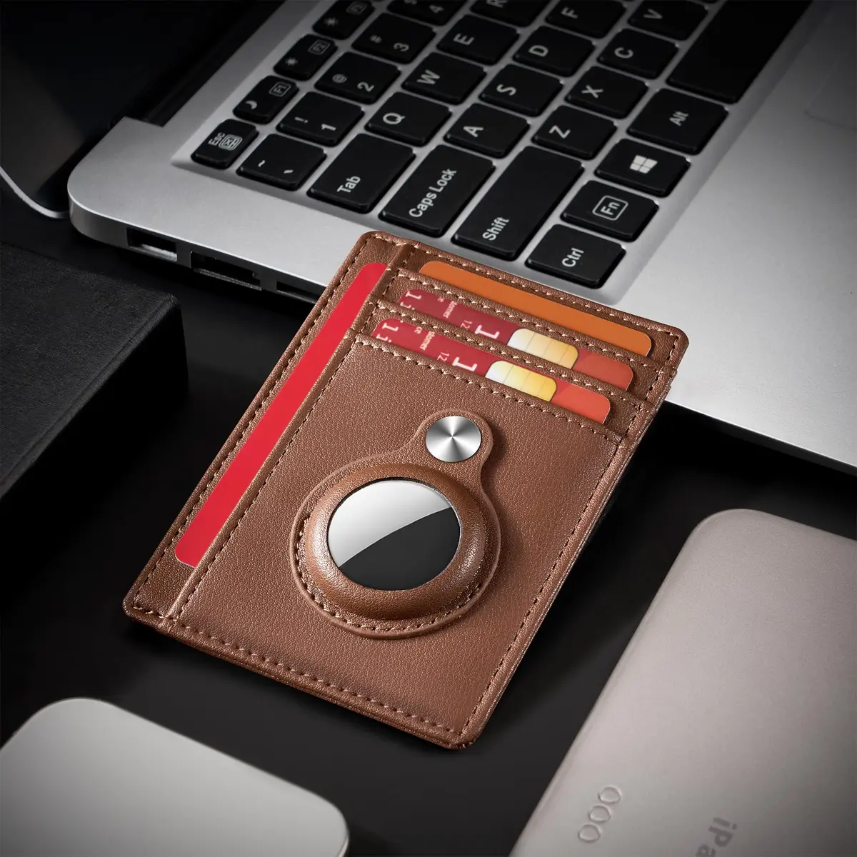 Hawanik Slim Minimalist Front Pocket Air Tag Wallet Thin Card Holder Wallet | RFID Protected, Brown Leather, 3.3" x 4.1" - view 8