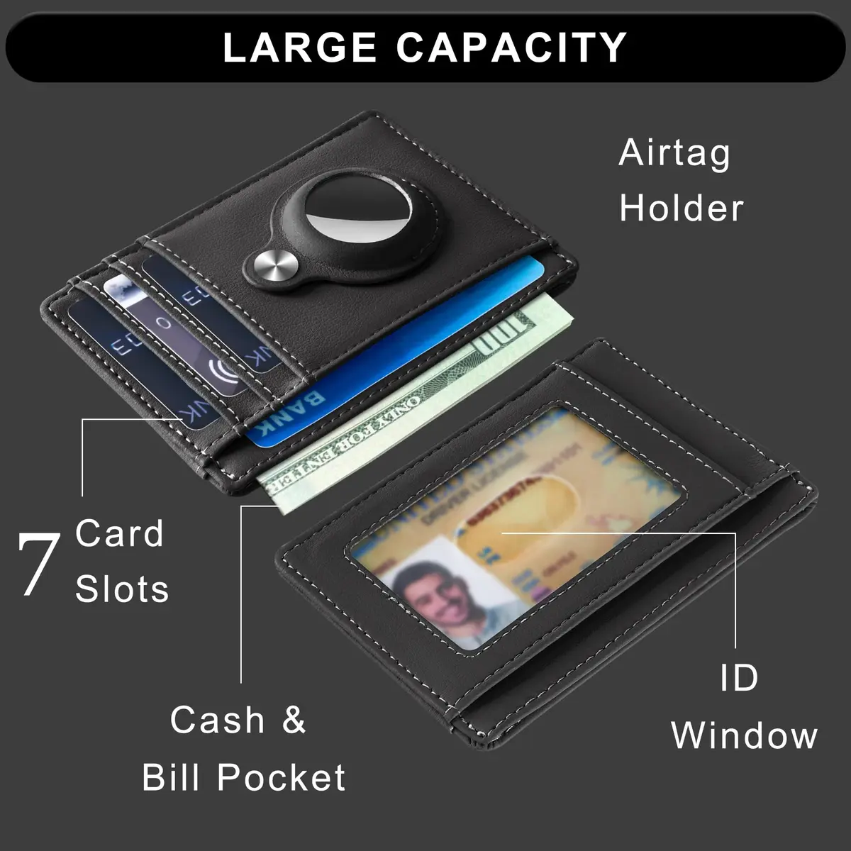 Hawanik Slim Front Pocket Wallet for Men | RFID Protected, Minimalist Card Holder (3.3" x 4.1") - view 3