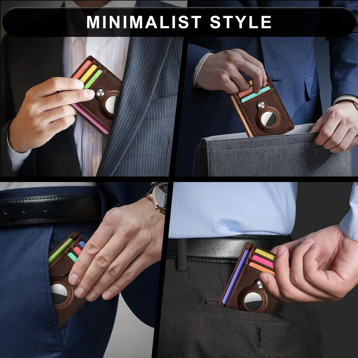Hawanik Slim Minimalist Front Pocket RFID Wallet 8.3cm x 10.4cm | Compact Leather Card Holder with Cash Pocket - view 5