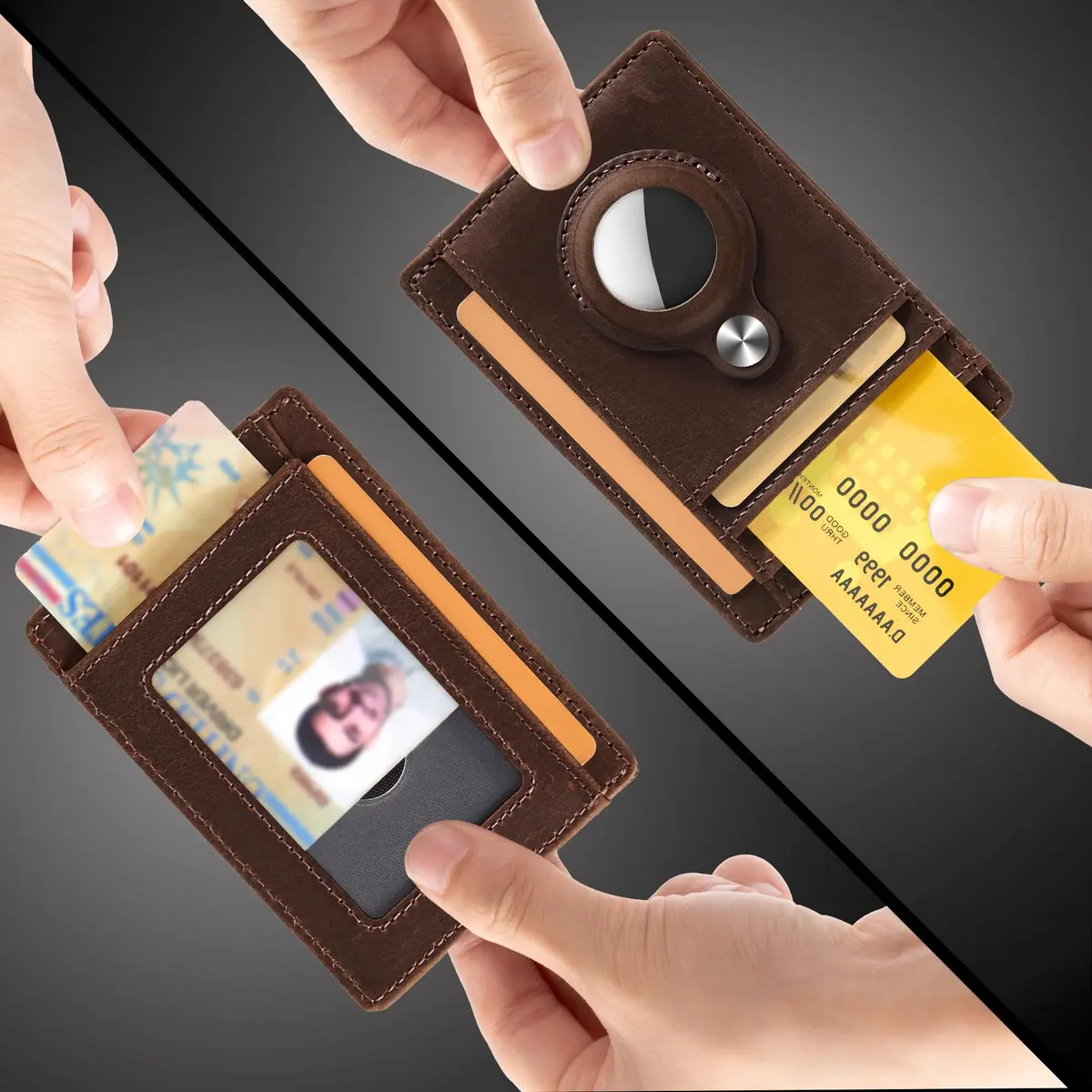 Hawanik Slim Minimalist Front Pocket RFID Wallet 8.3cm x 10.4cm | Compact Leather Card Holder with Cash Pocket - view 2