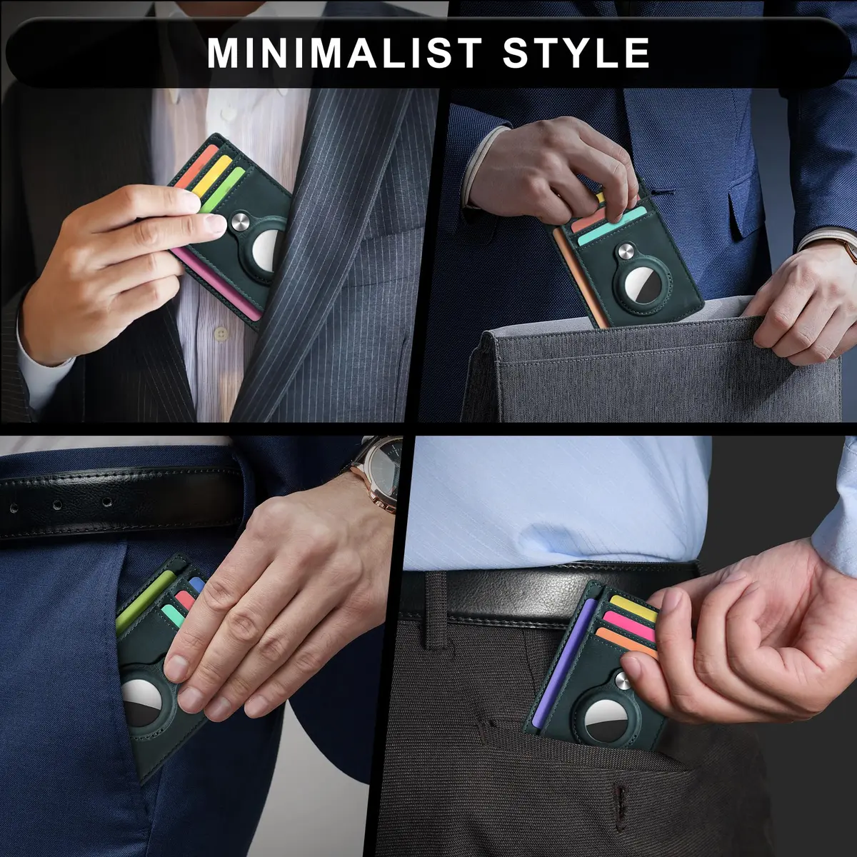 Hawanik Slim Minimalist Front Pocket Air Tag Wallet Thin Card Holder Wallet | RFID Protected, Genuine Leather, Compact for Men - view 6