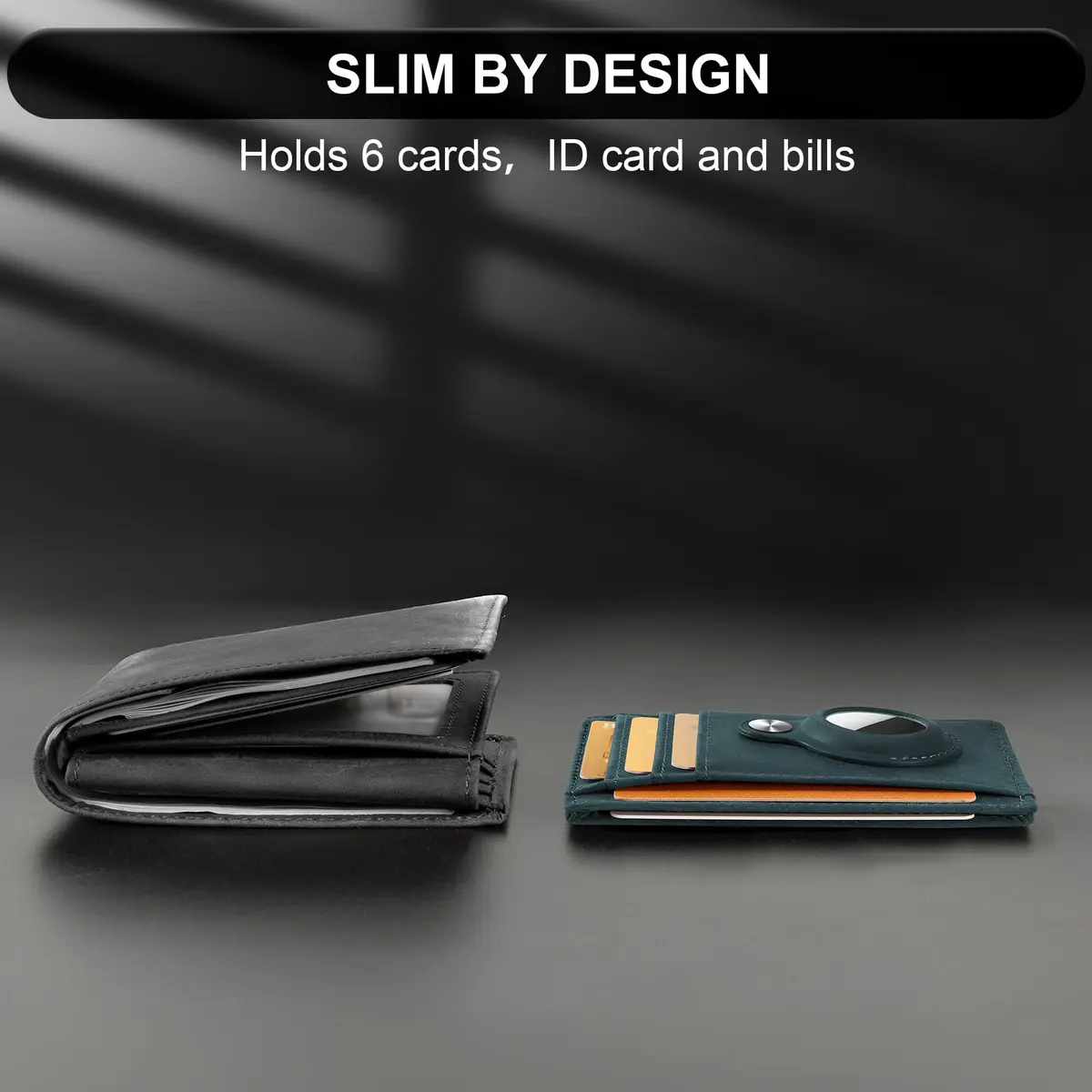 Hawanik Slim Minimalist Front Pocket Air Tag Wallet Thin Card Holder Wallet | RFID Protected, Genuine Leather, Compact for Men - view 4