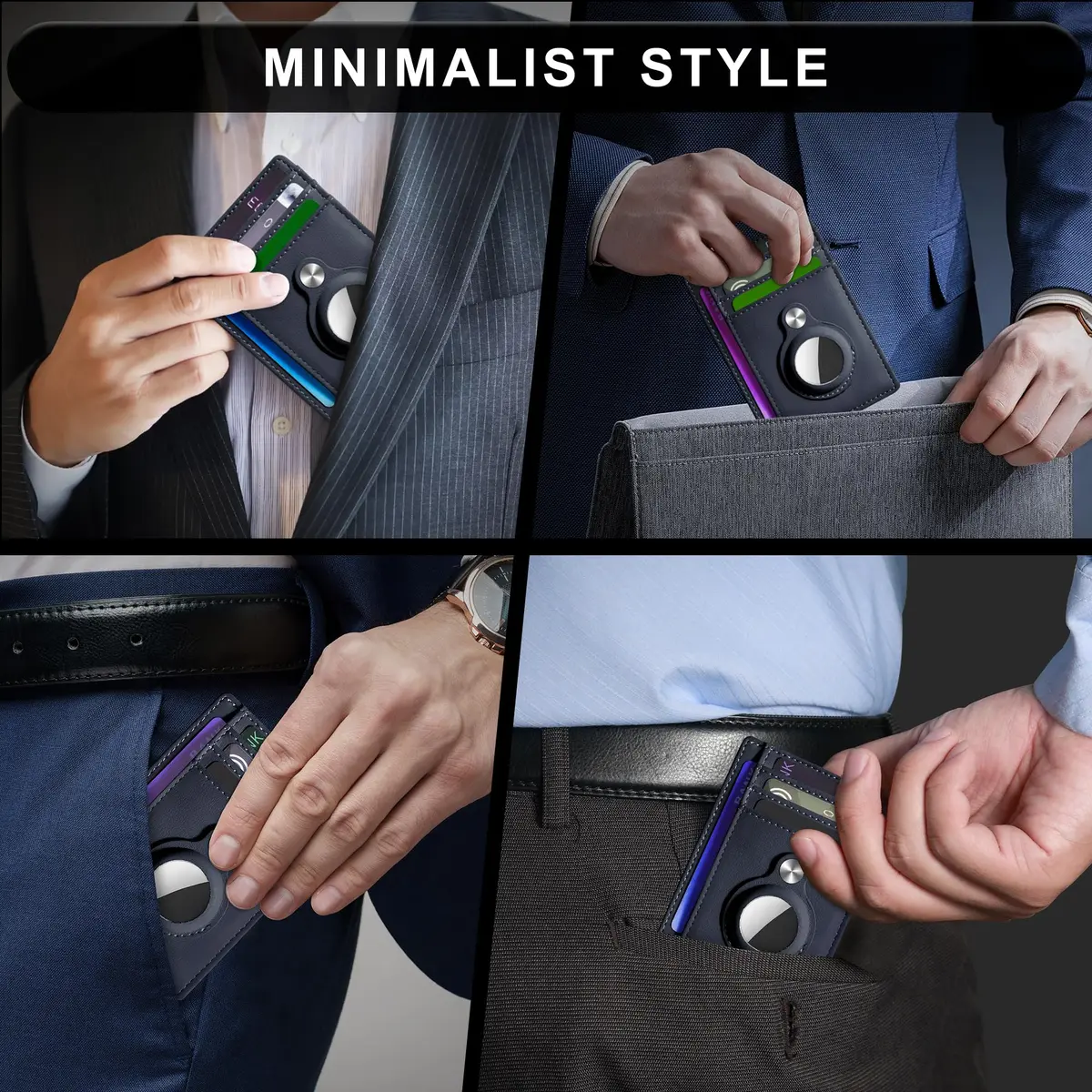 Hawanik Slim Minimalist Front Pocket Air Tag Wallet Thin Card Holder Wallet - view 6