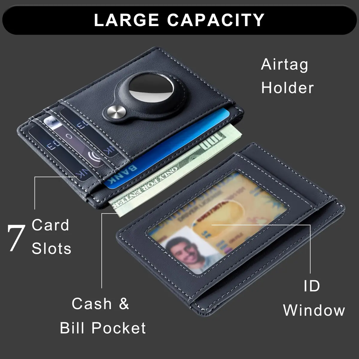 Hawanik Slim Minimalist Front Pocket Air Tag Wallet Thin Card Holder Wallet - view 3