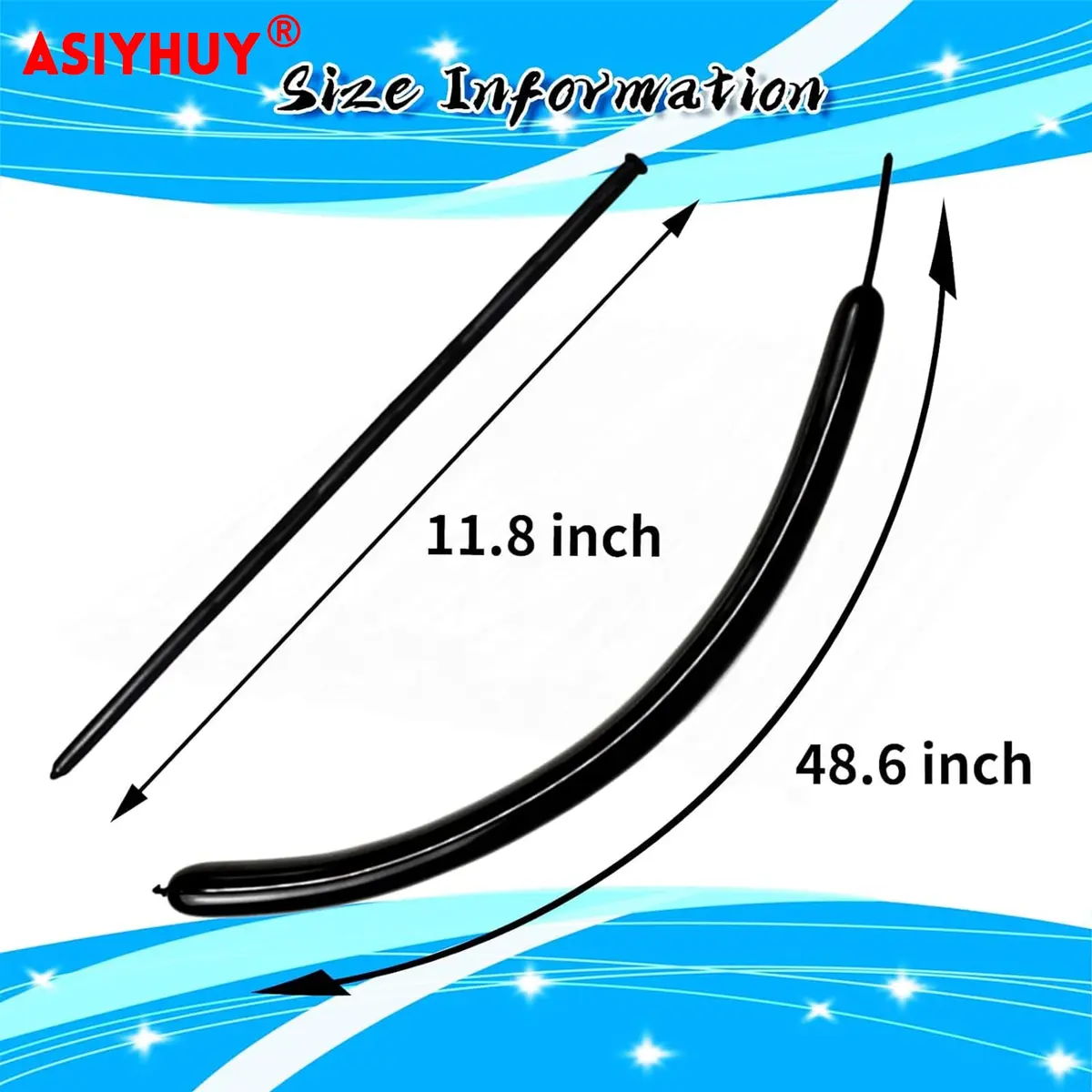 ASIYUHY 100 Pack Black Long Twisting Balloons 260cm (102in) | Durable Latex for Animal Shapes - view 2