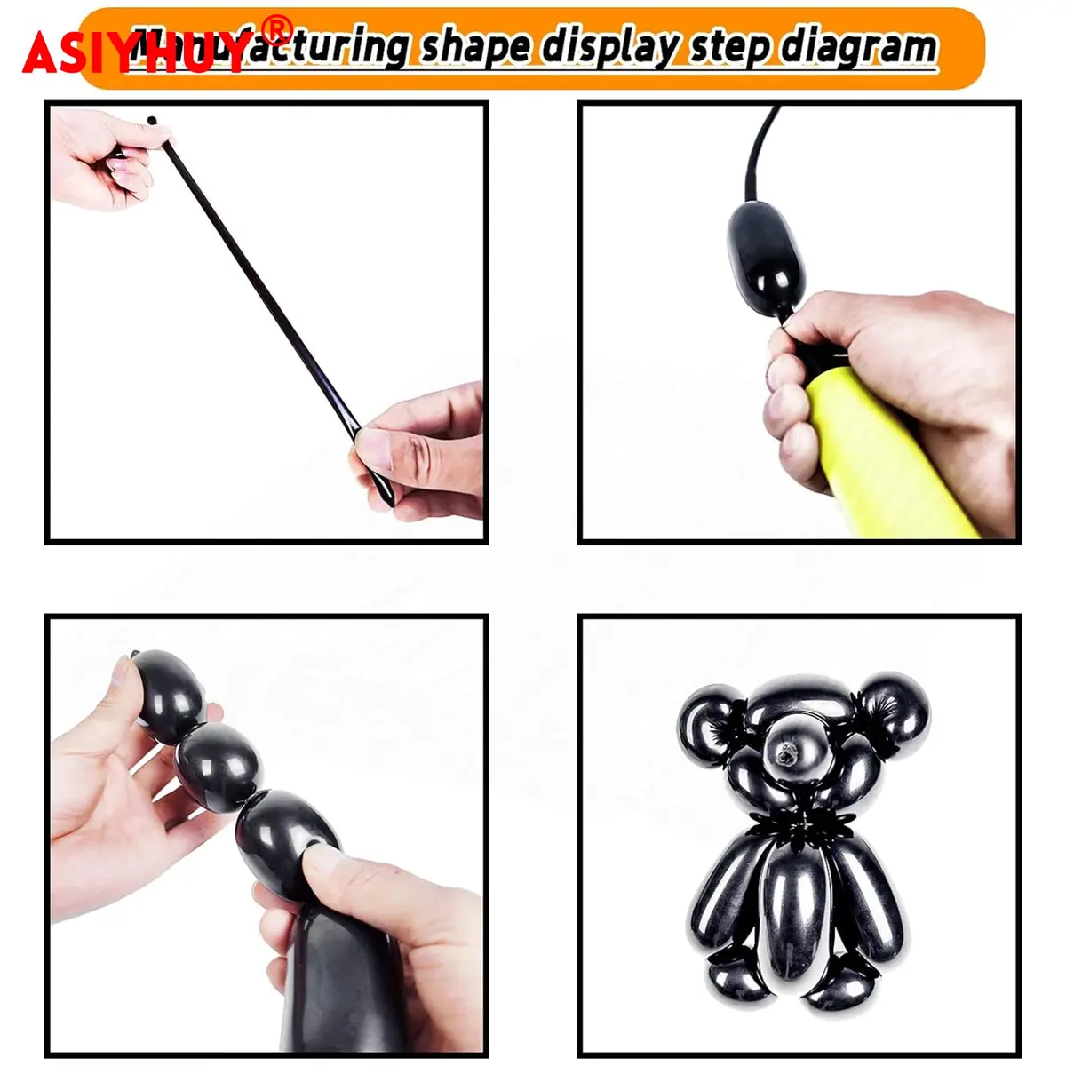 ASIYUHY 100 Pack Black Long Twisting Balloons 260cm (102in) | Durable Latex for Animal Shapes - view 3