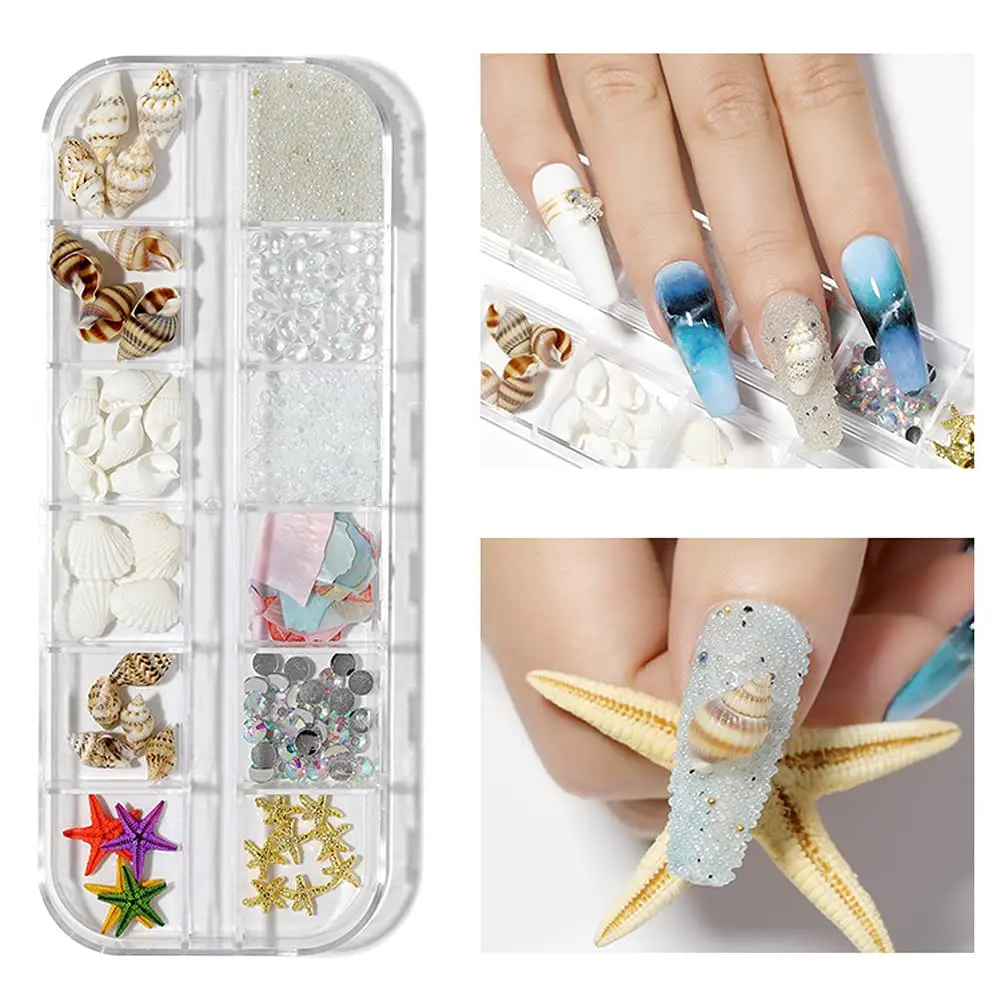 Teensery Nail Art Rhinestones 2 Boxes Ocean Shell Starfish Shells | 12 Styles for Glamorous Nails - view 3