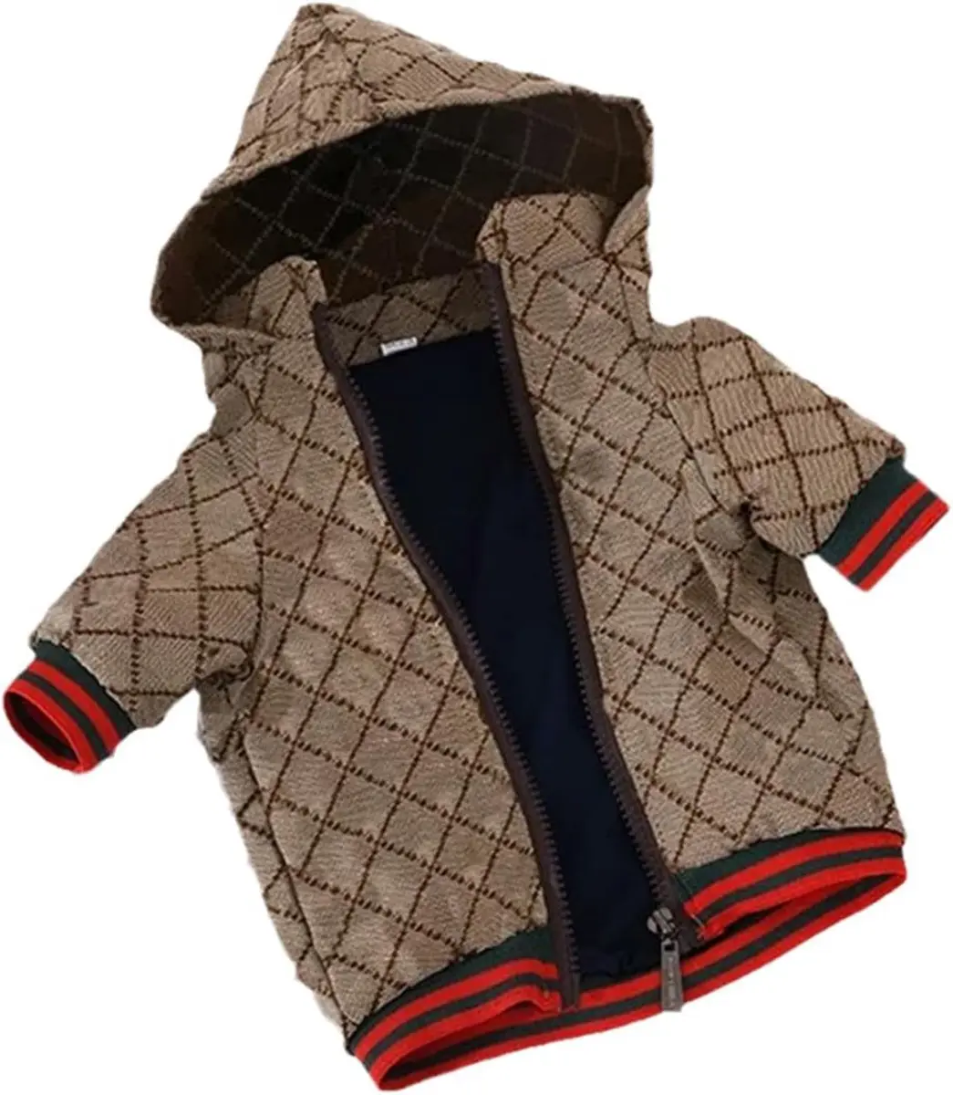 HQREA Dog Hoodie Luxury Winter Small Dog Jacket Clothes Classic Designer French Bulldog Teddy Pug Puppy Clothes (L) | Warm, Fashionable & Water-Resistant - view 5