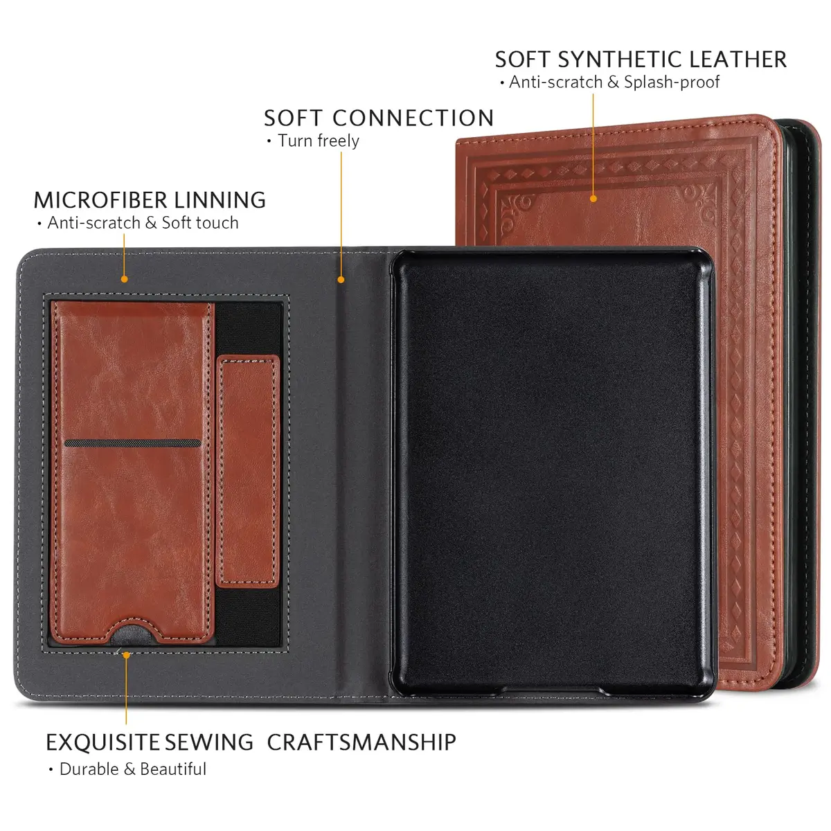 CoBak Case with Stand for Kindle Paperwhite 12th Gen 2024 Released (7") & Colorsoft Signature Edition | Vintage PU Leather Folio with Auto Sleep Wake - view 3