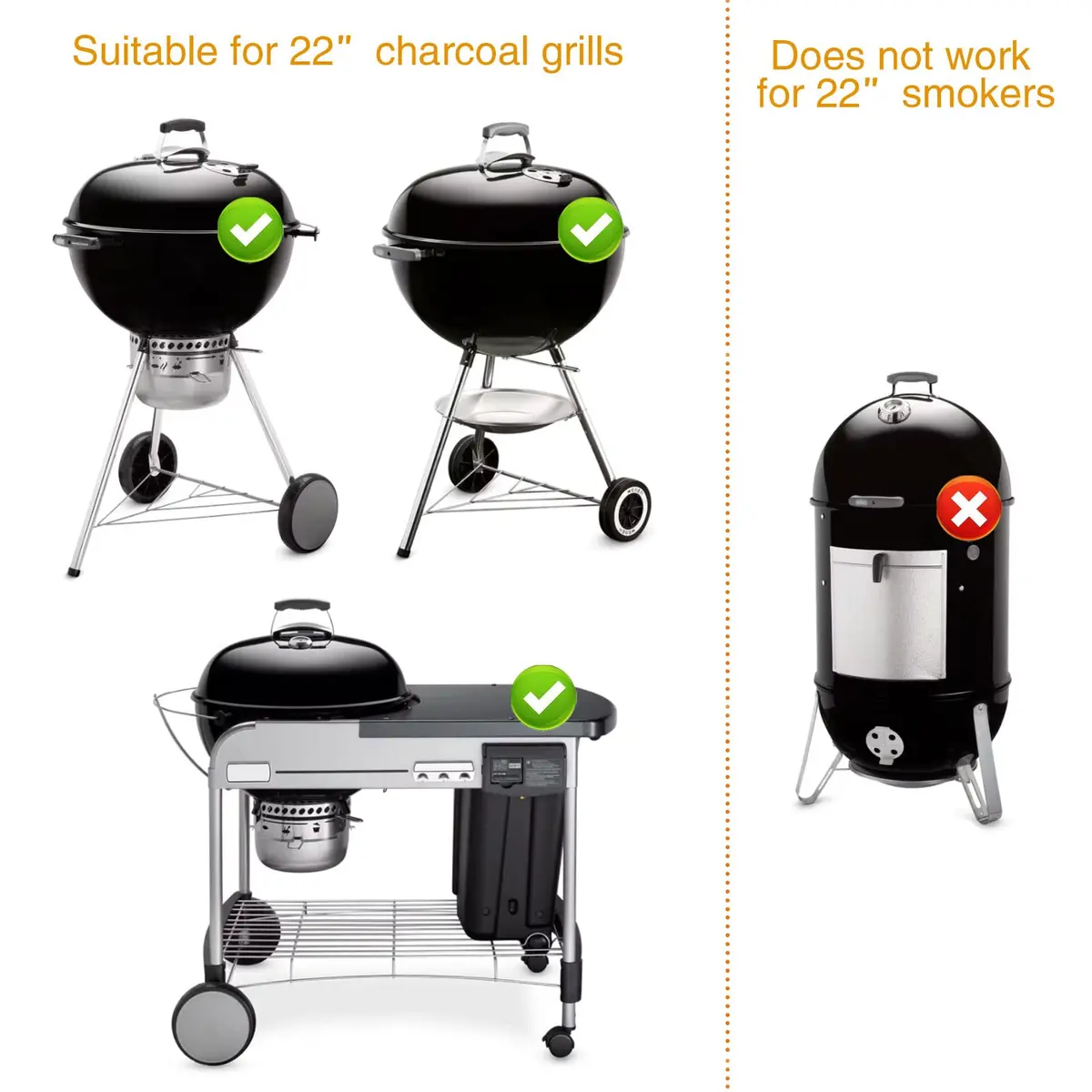 GazyGrill 22-1/2-Inch One-Touch Cleaning System Kit for Weber Kettle Grills | Silver - view 5