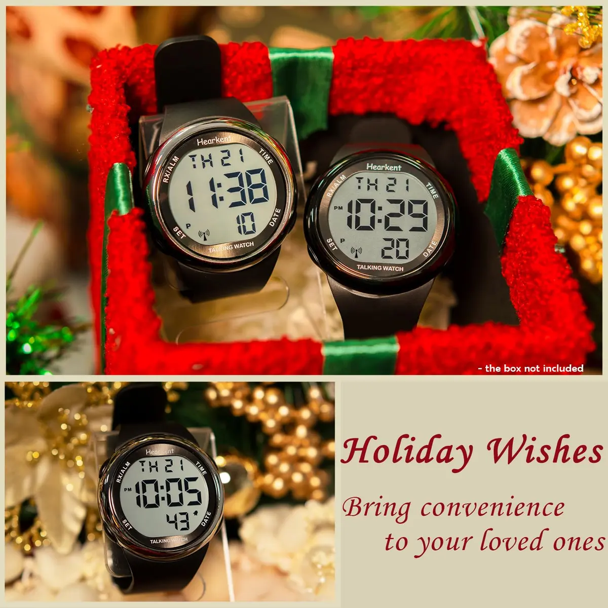 Hearkent Atomic Talking Watch Sets Itself for Visually Impaired or Seniors LCD Big Number Easy-to-Read Talking Watch for Elderly (Silver) | Self-Adjusting Atomic Time - view 5
