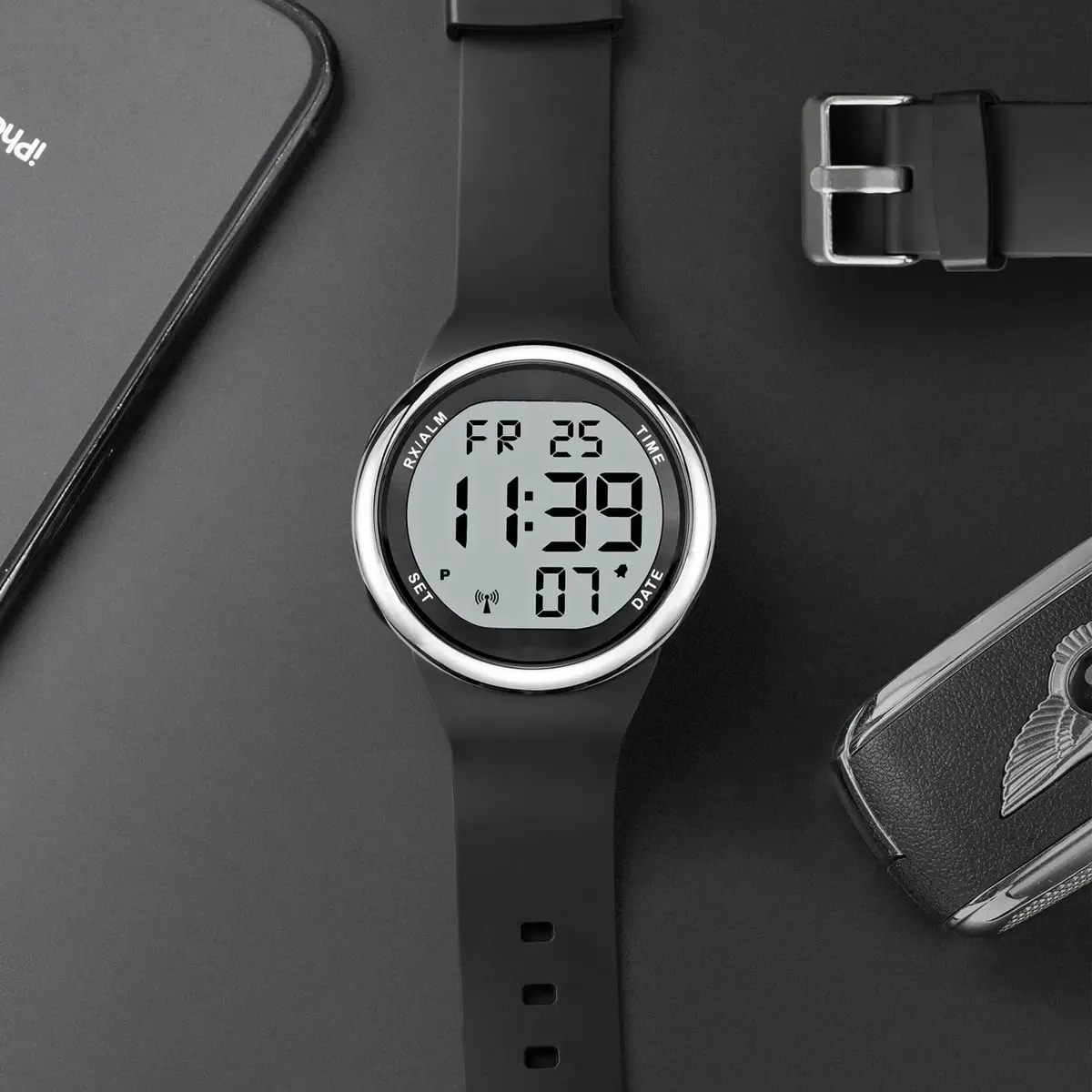 Hearkent Atomic Talking Watch Sets Itself for Visually Impaired or Seniors LCD Big Number Easy-to-Read Talking Watch for Elderly (Silver) | Self-Adjusting Atomic Time - view 6