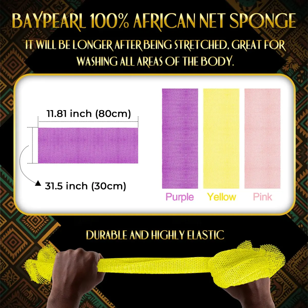 UJFQBH African Net Sponge 3 Pack - Pink, Yellow, Purple | Deep Cleansing & Gentle Exfoliation - view 3
