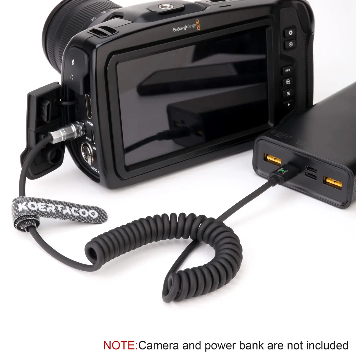 KOERTACOO USB-C PD to BMPCC 4K/6K Coiled Power Cable 42cm (16.5in) | Powers Camera from USB-C PD Source - view 3