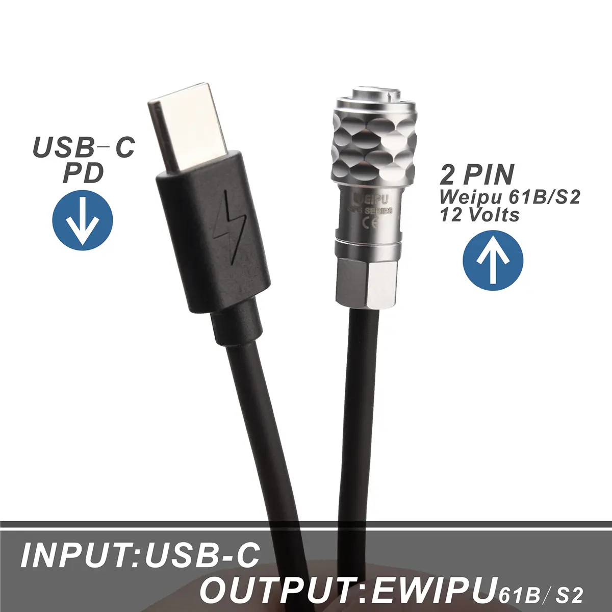 KOERTACOO USB-C PD to BMPCC 4K/6K Coiled Power Cable 42cm (16.5in) | Powers Camera from USB-C PD Source - view 4