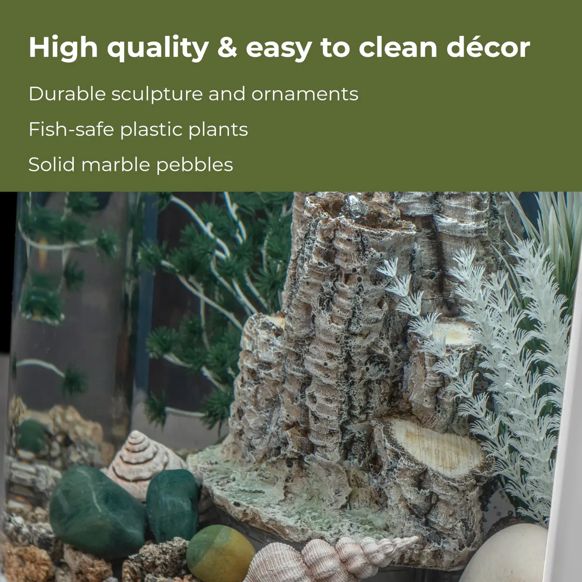 biOrb Forest Rhythm Décor Set, Silver/Green/Natural, 2.74 kg (6.04 lb) | Fish Friendly Aquarium Ornament - view 4