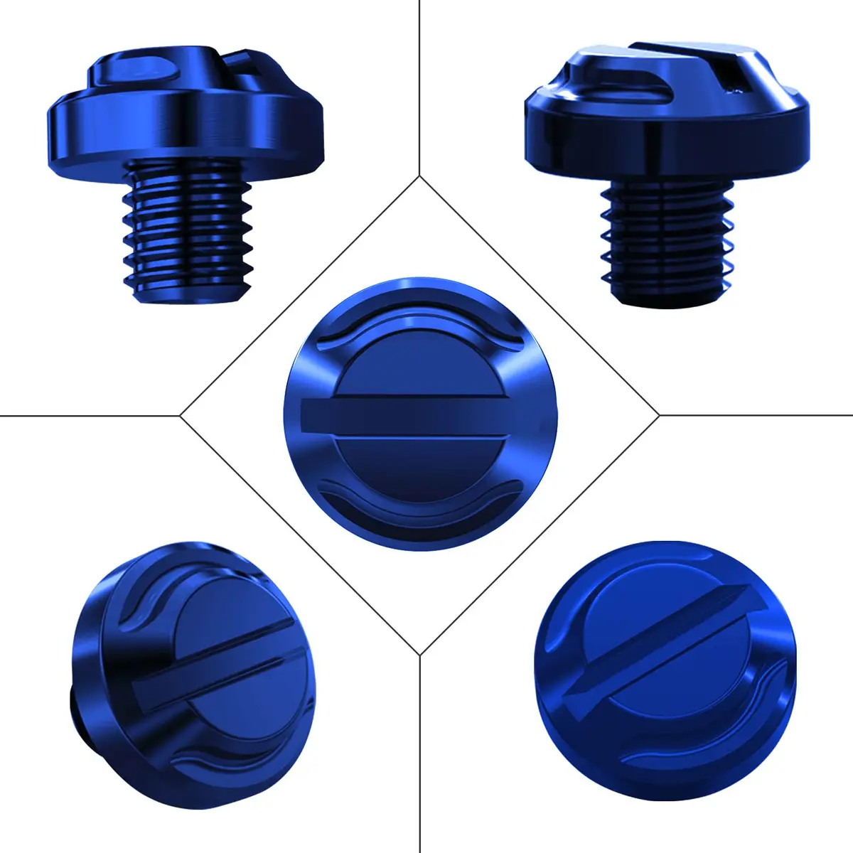 AVERZELLA Blue Motorcycle Mirror Hole Plugs M8x1.25 (4-Pack, Regular & Reverse Threads) - view 3
