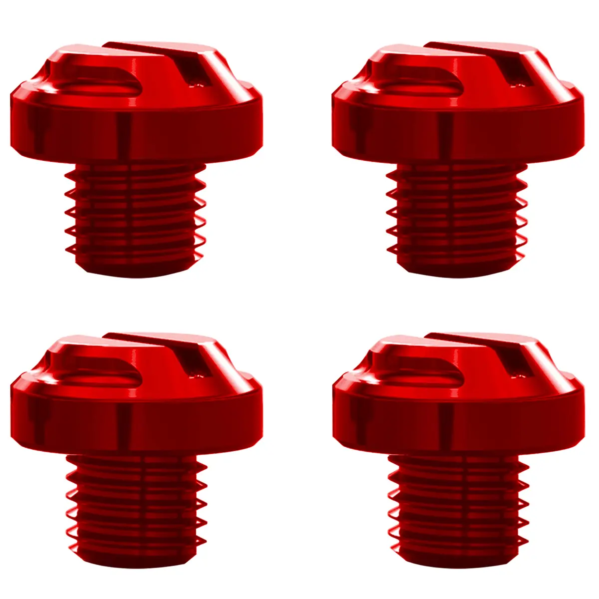 AVERZELLA Red M10 Motorcycle Mirror Hole Plugs 4pcs (2 Regular + 2 Reverse) | CNC Aluminum Anodized Finish - main product image