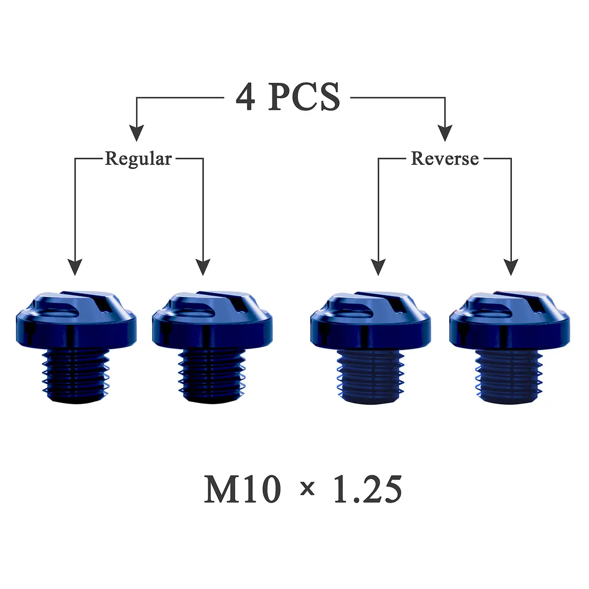 AVERZELLA 4pcs Motorcycle Mirror Hole Plugs M10x1.25 Blue | Protects Handlebar Threads - view 2