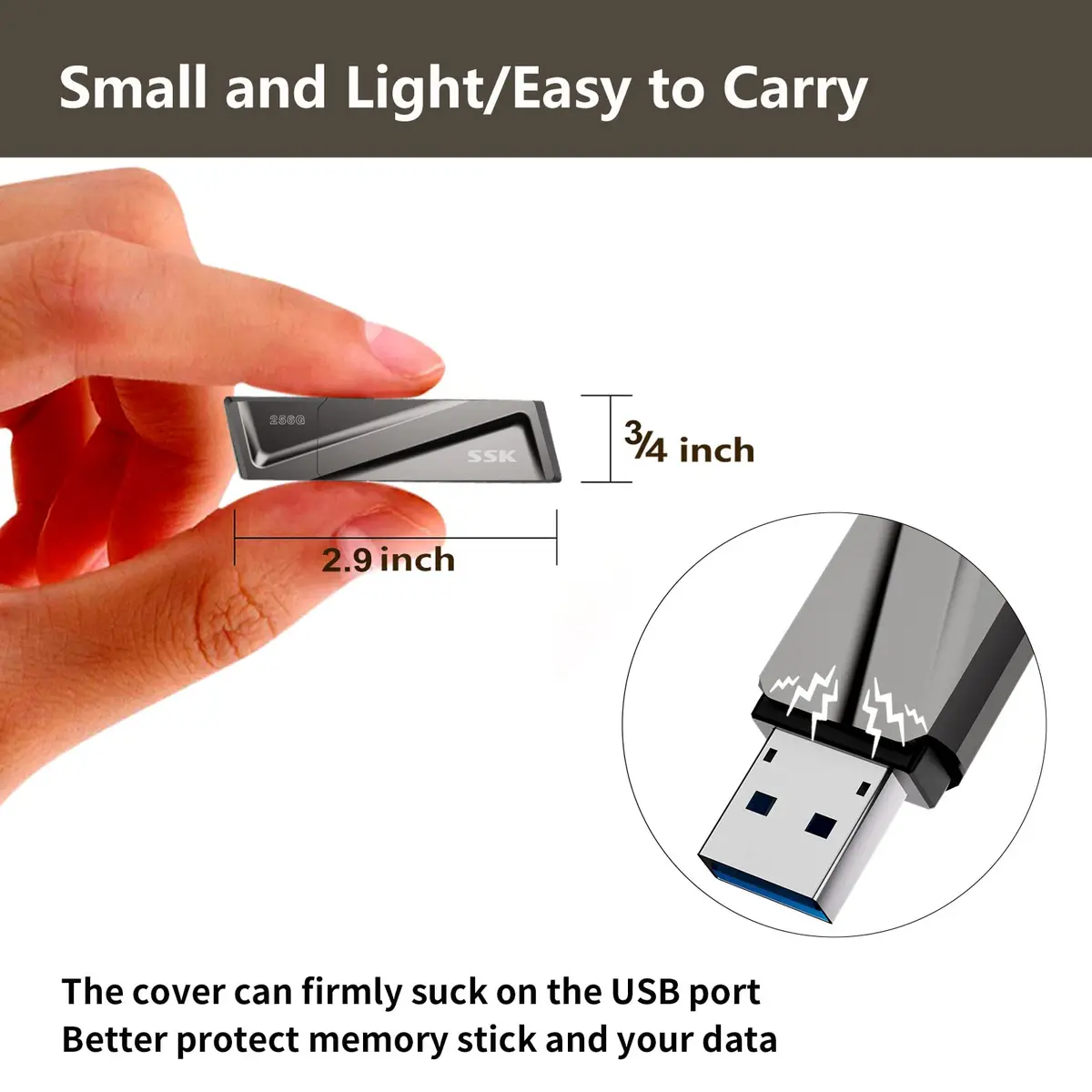 SSK 256GB USB Flash Drive up to 550MB/s USB 3.2 Gen2 Externel Thumb Drive | Fast Data Transfer & Durable Zinc Alloy - view 6