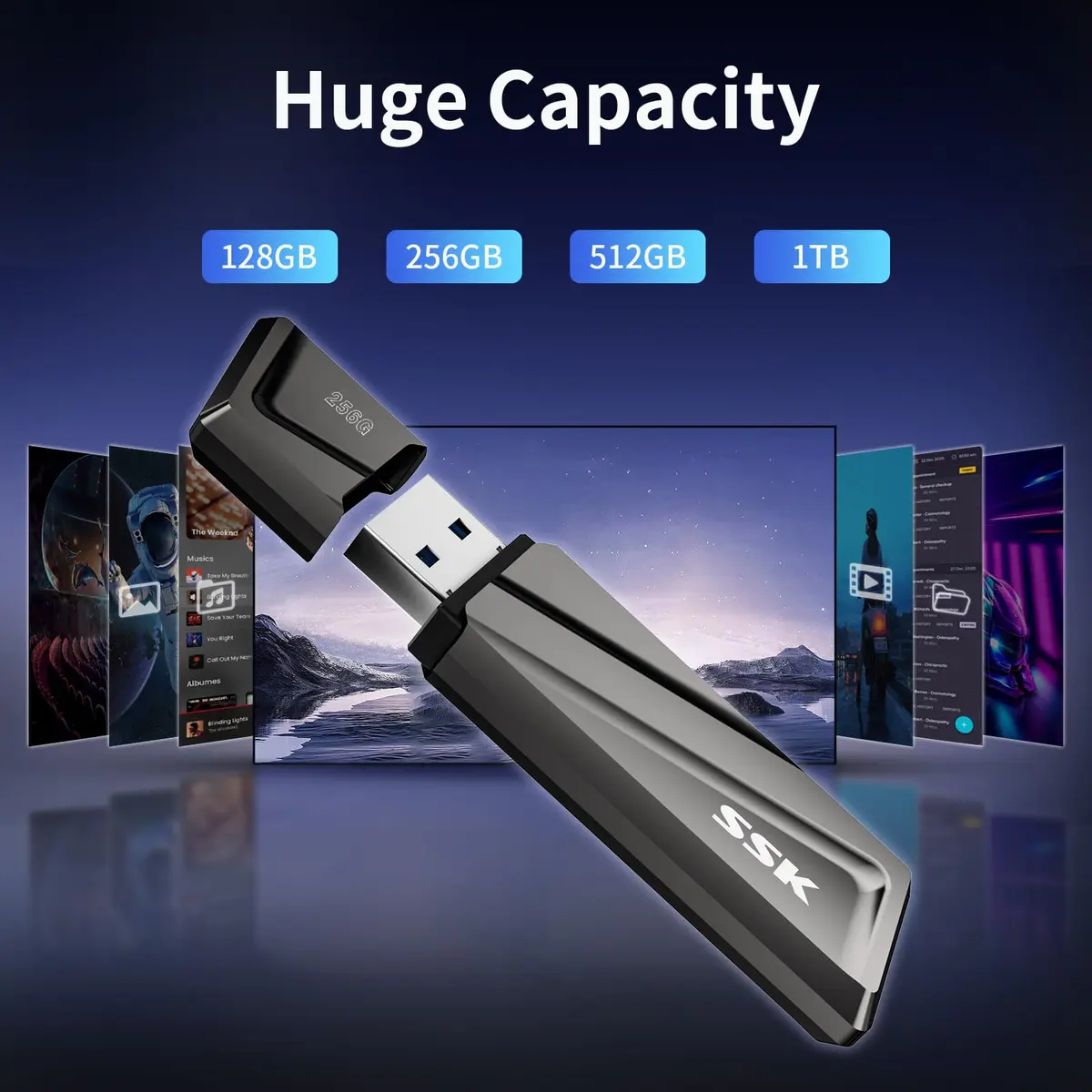 SSK 256GB USB Flash Drive up to 550MB/s USB 3.2 Gen2 Externel Thumb Drive | Fast Data Transfer & Durable Zinc Alloy - view 7