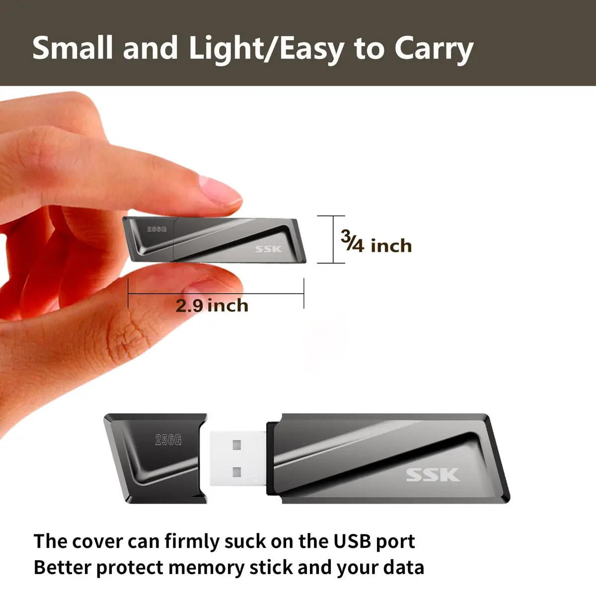 SSK 256GB USB Flash Drive up to 550MB/s USB 3.2 Gen2 Externel Thumb Drive | Fast Data Transfer & Durable Zinc Alloy - view 8