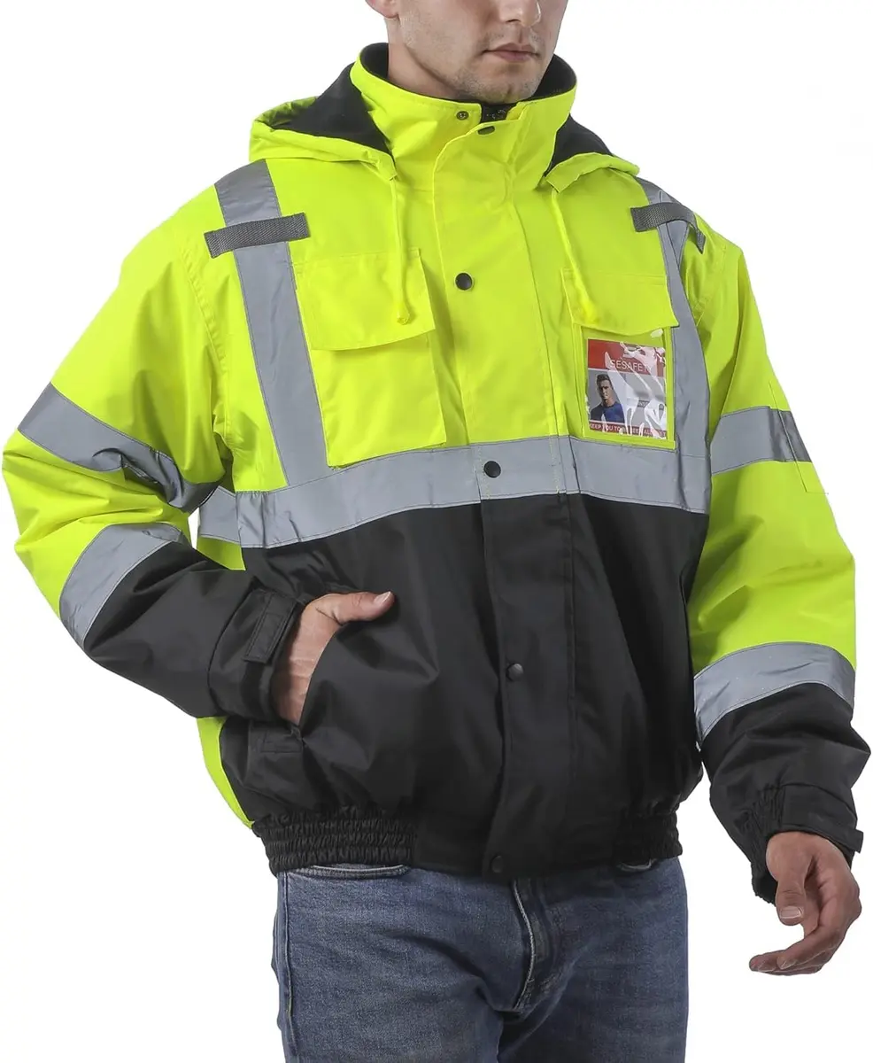 sesafety Reflective Jacket for Men, High Visibility Waterproof Bomber, Class 3 | Safety & Construction Gear - main product image