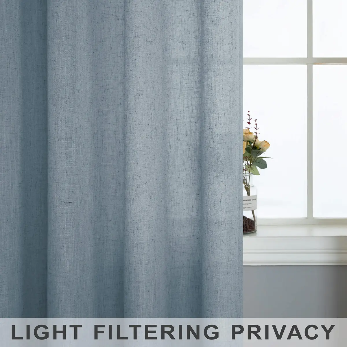 Mrs.Naturall Linen Textured Curtains 52"W x 54"L | Light Filtering Privacy (120 chars) - view 5