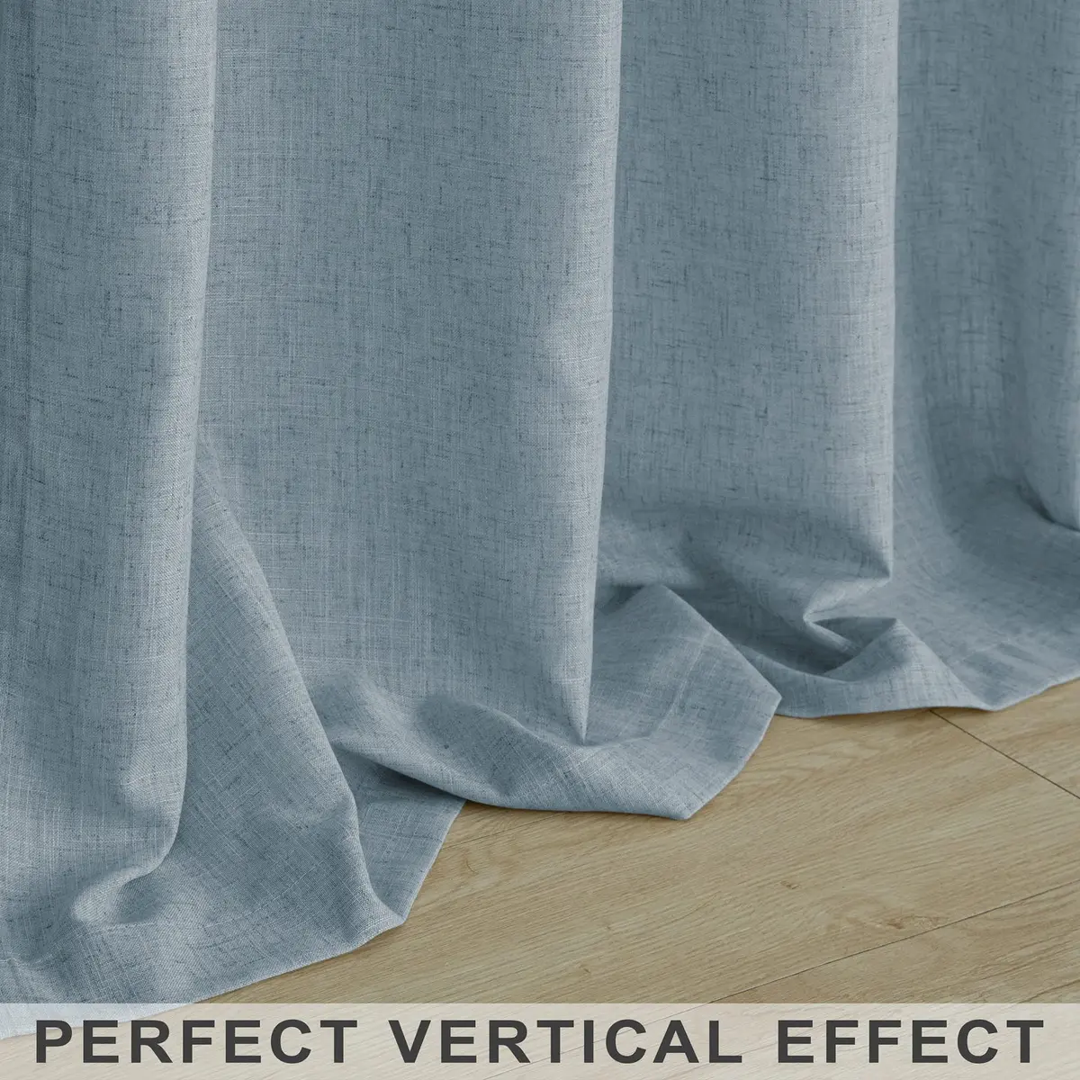 Mrs.Naturall Linen Textured Curtains 52"W x 54"L | Light Filtering Privacy (120 chars) - view 8