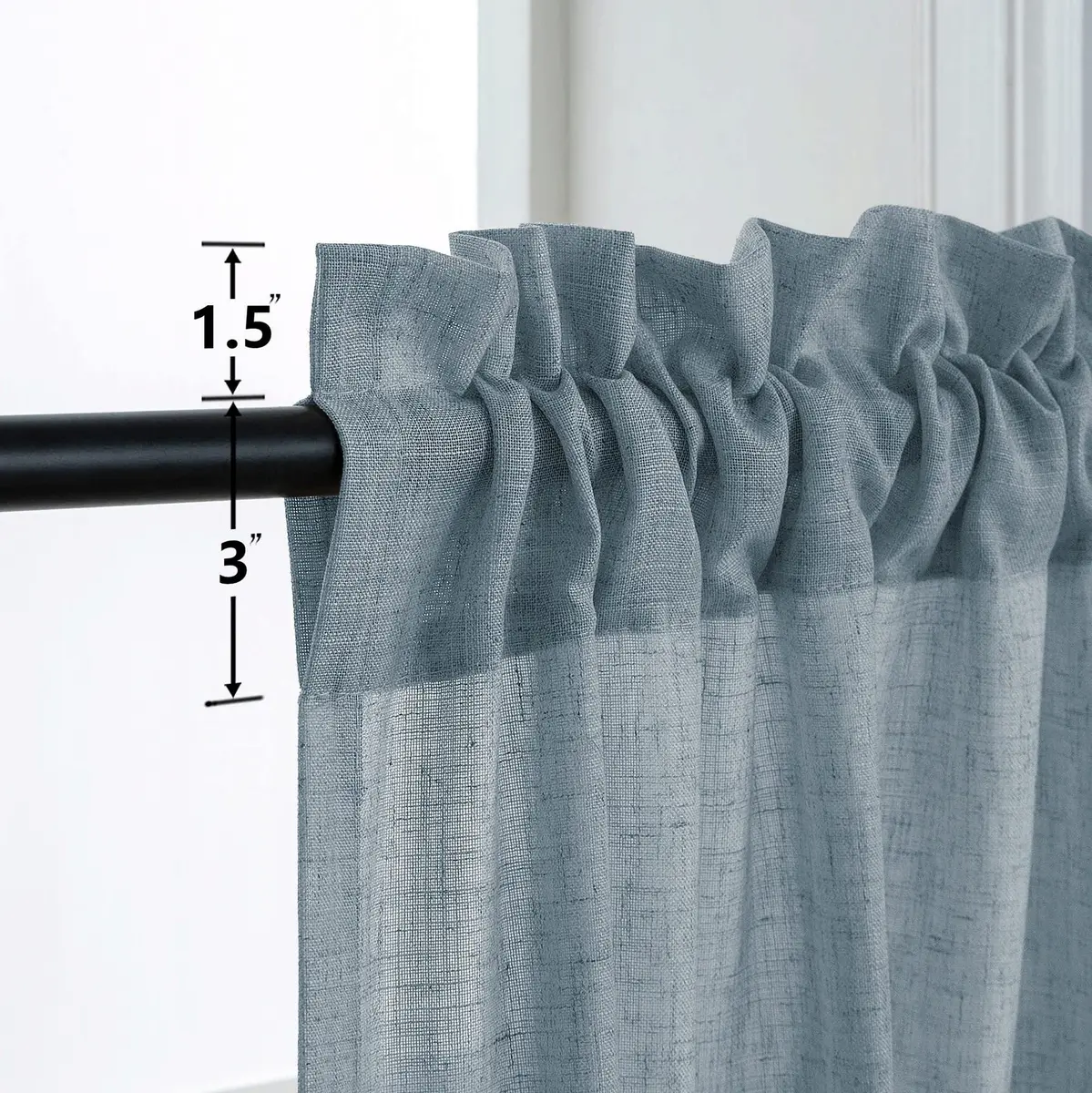 Mrs.Naturall Linen Textured Curtains 52"W x 54"L | Light Filtering Privacy (120 chars) - view 9