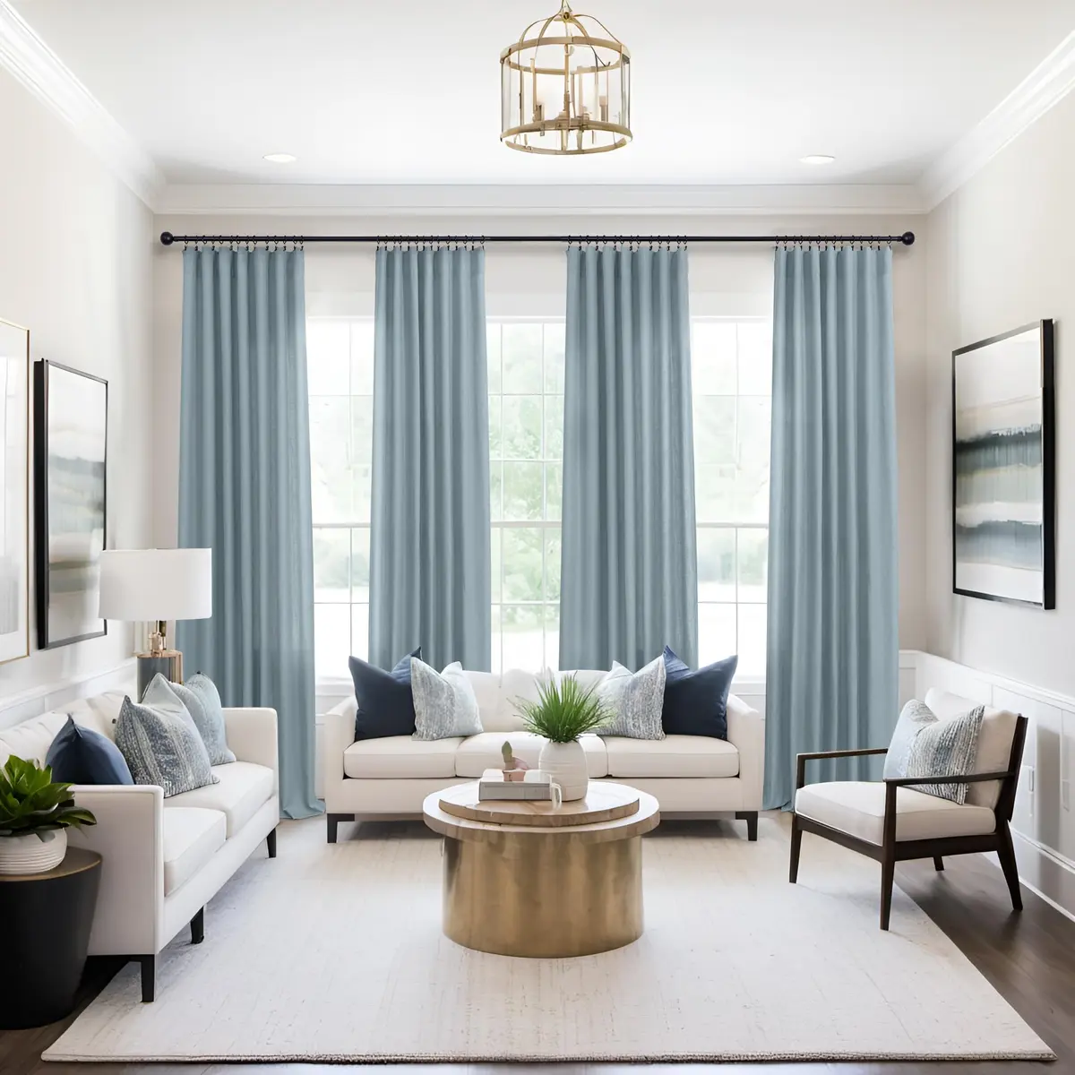 Mrs.Naturall Linen Textured Curtains 52"W x 54"L | Light Filtering Privacy (120 chars) - view 2