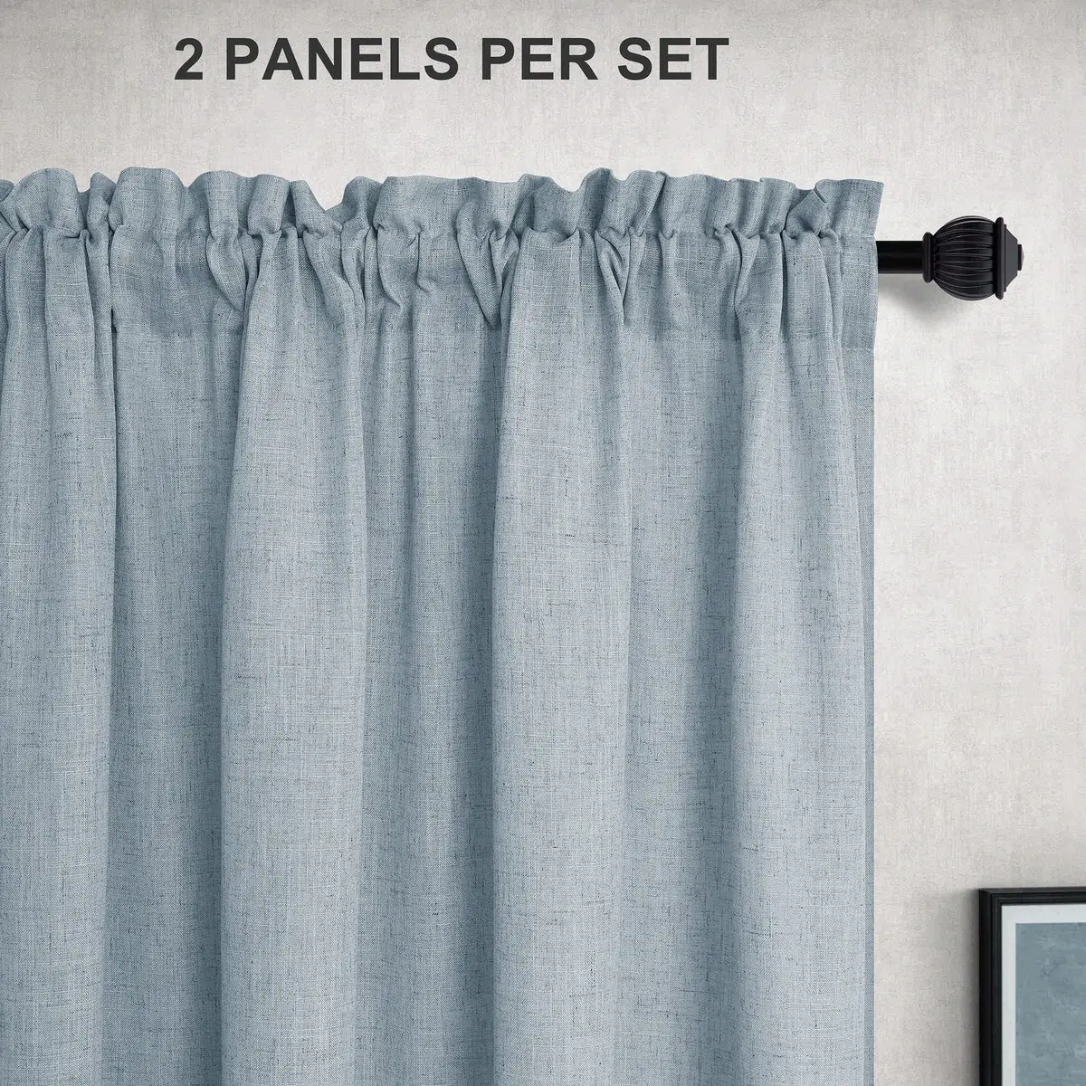 Mrs.Naturall Linen Textured Curtains 52"W x 54"L | Light Filtering Privacy (120 chars) - view 3