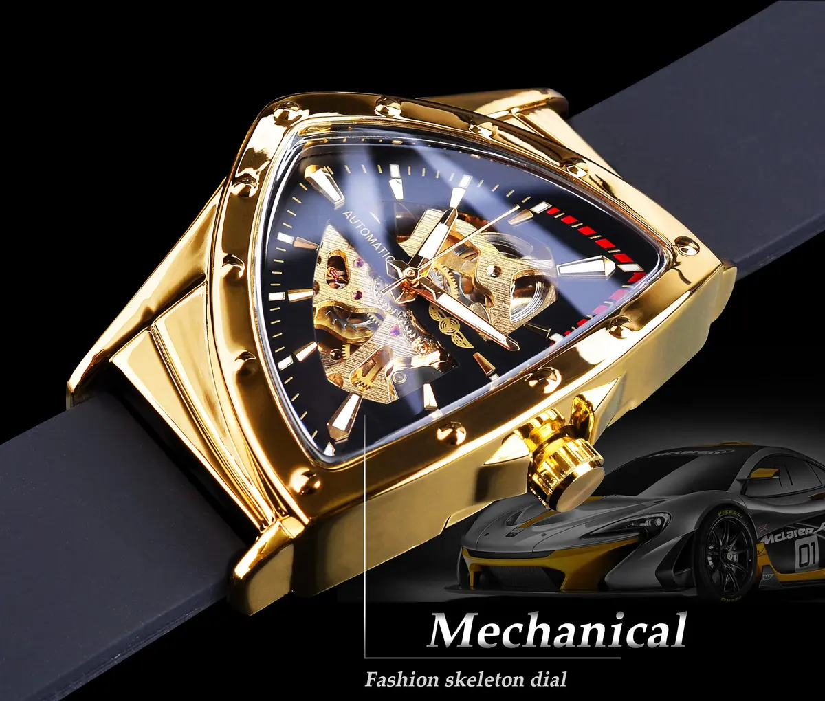 FORSINING Winner Transparent Man Mechanical Watch 43mm Skeleton Dial Triangle | Automatic Self-Winding - view 9