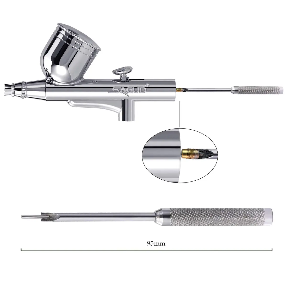 SAGUD 19 Piece Airbrush Cleaning Kit with Glass Pot & Tools | 10cm x 10cm x 10cm - view 6