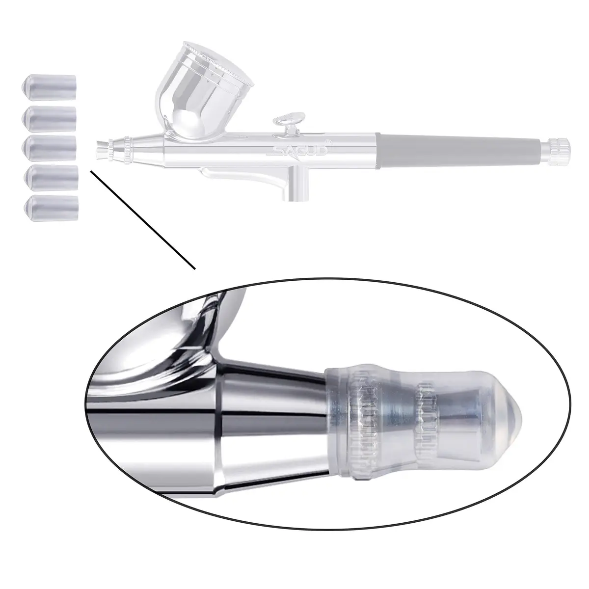 SAGUD 19 Piece Airbrush Cleaning Kit with Glass Pot & Tools | 10cm x 10cm x 10cm - view 7