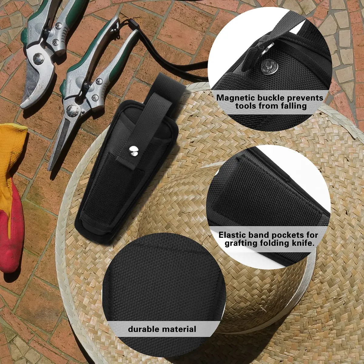 Homakover 2-Pocket Tool Pouch Holder for Pruning Shears & Folding Knife | Fits Tools Up to 8 Inches - view 3
