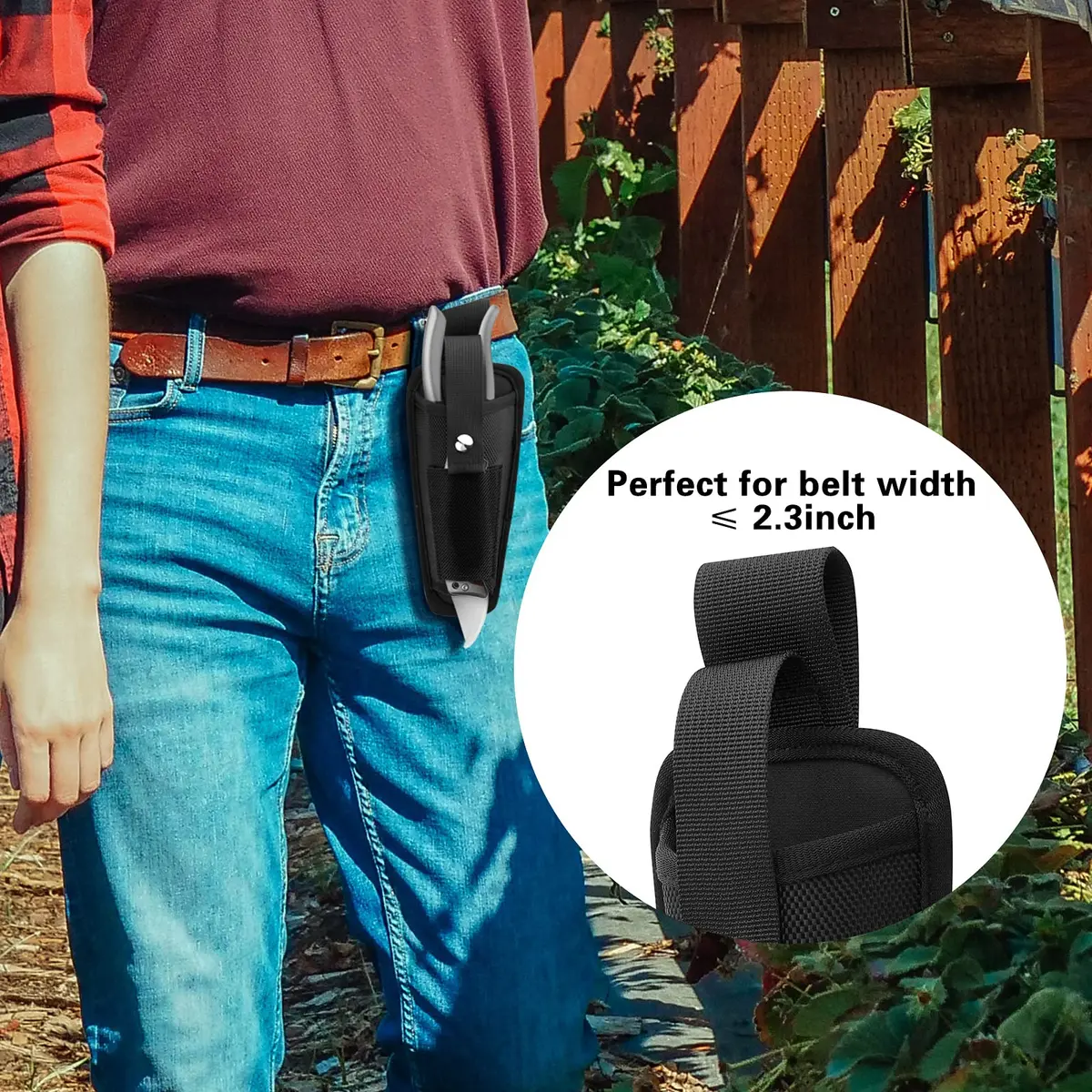 Homakover 2-Pocket Tool Pouch Holder for Pruning Shears & Folding Knife | Fits Tools Up to 8 Inches - view 4