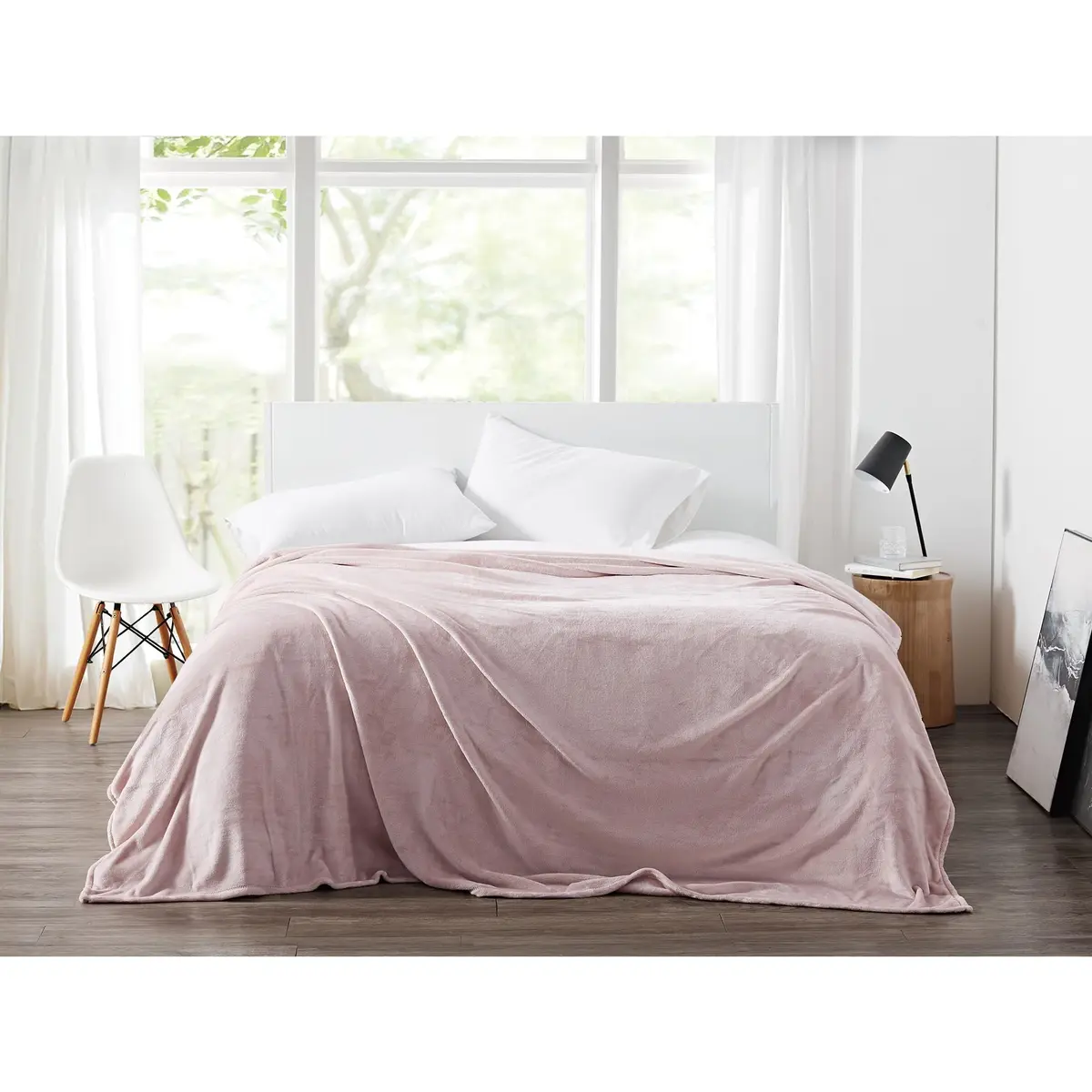 CANNON Solid Plush Ivory Polyester Blanket King/California King | 280 GSM Microfiber - main product image