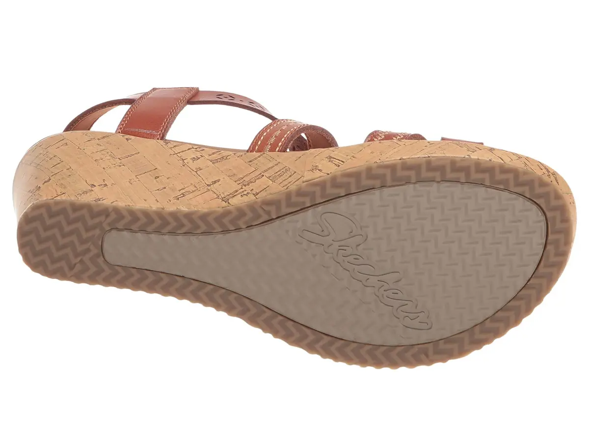 Skechers Women's Cali BEVERLEE - DELICATE GLOW, Luggage, 5.5 M | Stylish vegan wedge sandals with 2.25-inch heel - view 3