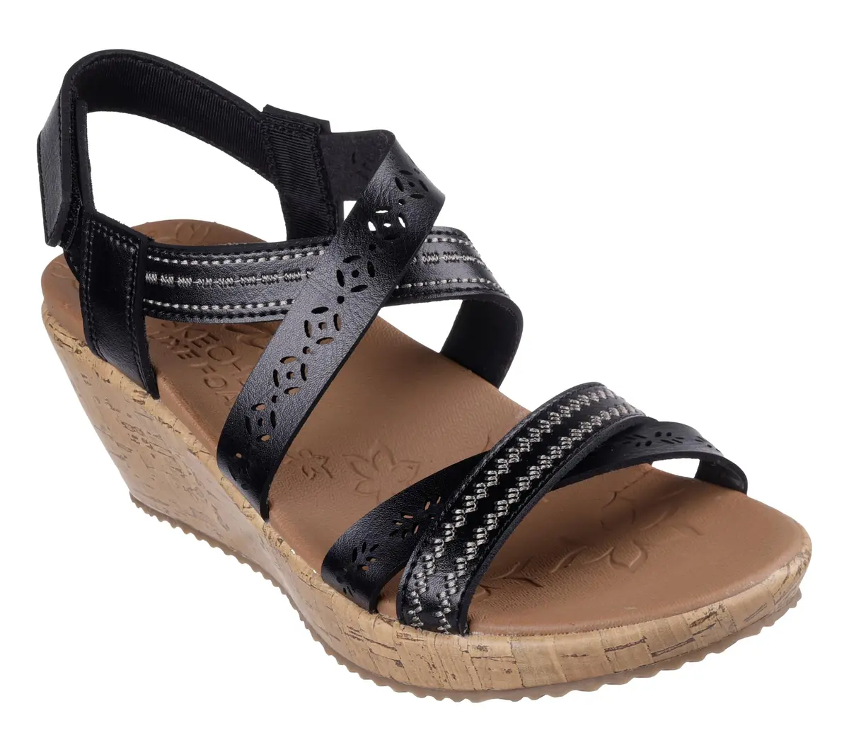 Skechers Women's Cali Beverlee Delicate Glow Wedge Sandals Black 5.7 cm (2.25 Inch) Heel | Adjustable Slingback Straps - main product image
