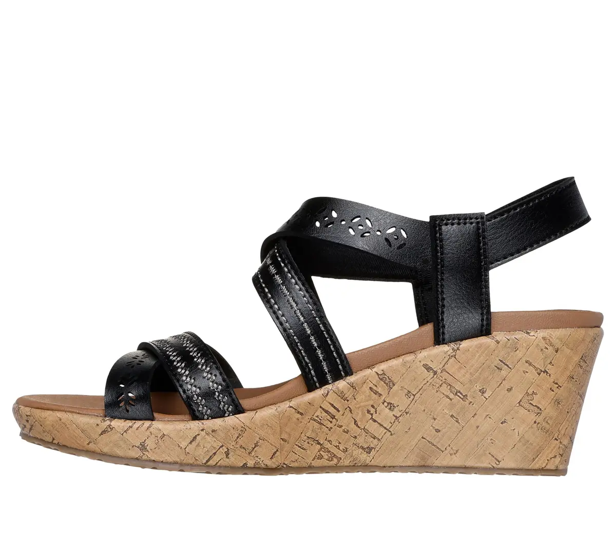 Skechers Women's Cali Beverlee Delicate Glow Wedge Sandals Black 5.7 cm (2.25 Inch) Heel | Adjustable Slingback Straps - view 2