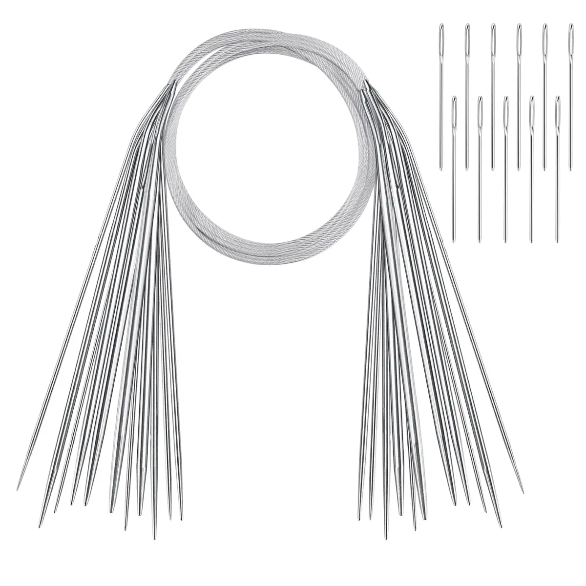 Coowayze Circular Knitting Needles Set, Stainless Steel 32 Inch (80 cm) | 11 Sizes 1.5-5mm Magic Loop - main product image