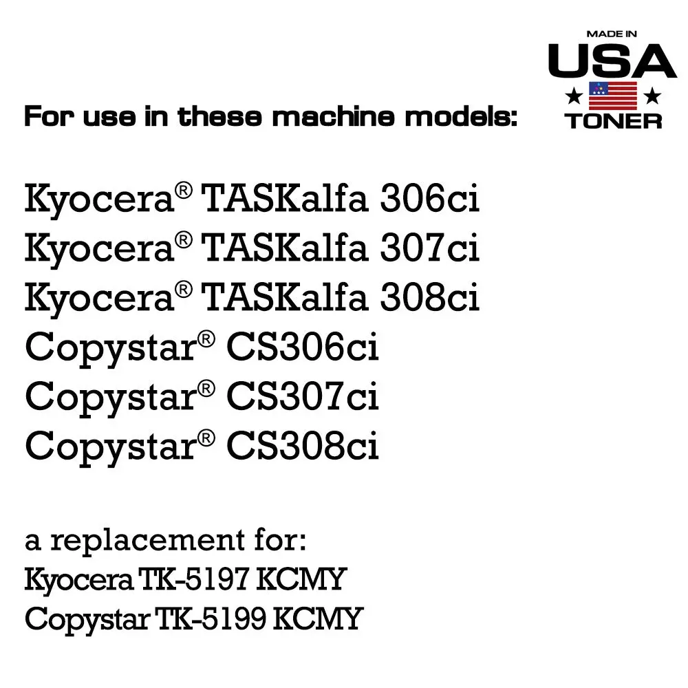 MADE IN USA TONER Compatible Replacement for Kyocera TK-5197K TK-5199K 2 Pack | High Page Yield & Reliable Performance - view 2