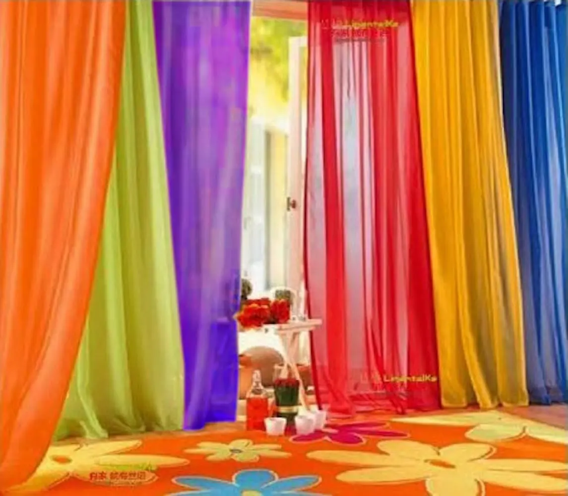 WPM 6 Piece Rainbow Sheer Window Panel Set | Bright Colorful Curtains for Playroom & Nursery (60"W x 45"L) - main product image