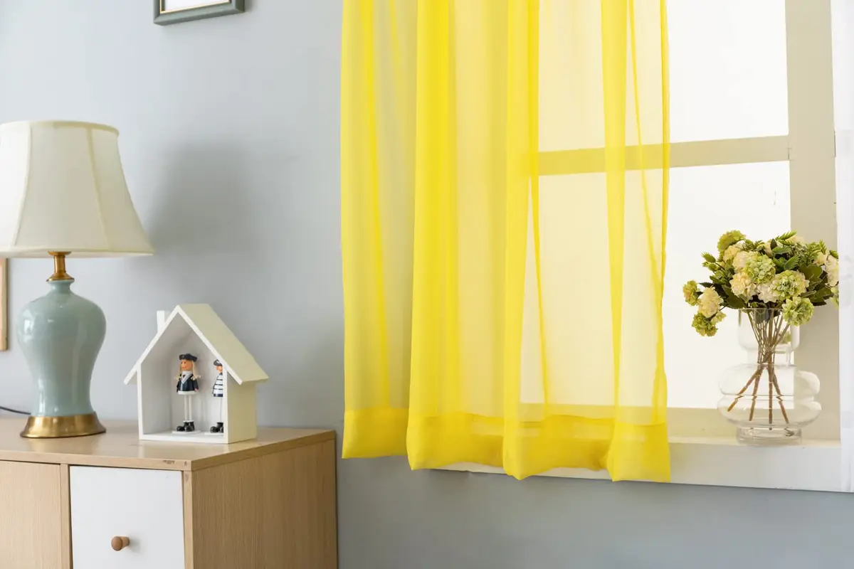 WPM 6 Piece Rainbow Sheer Window Panel Set | Bright Colorful Curtains for Playroom & Nursery (60"W x 45"L) - view 5