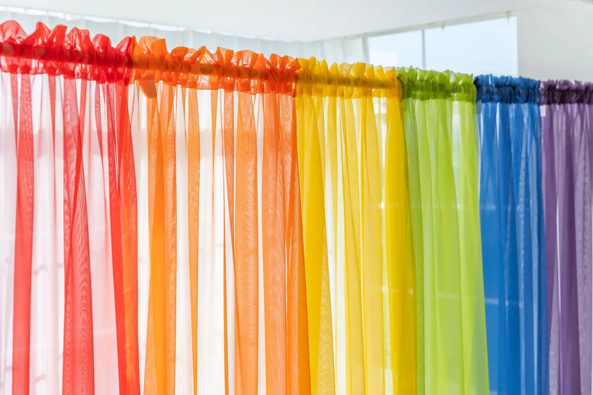 WPM 6 Piece Rainbow Sheer Window Panel Set | Bright Colorful Curtains for Playroom & Nursery (60"W x 45"L) - view 4